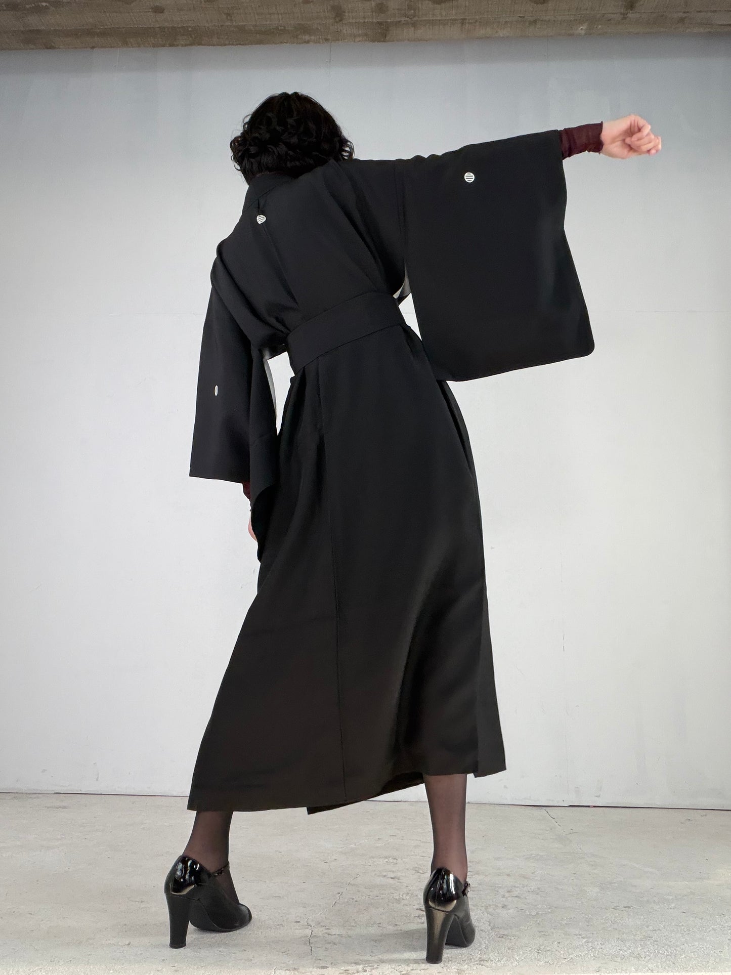 Kimono Dress Gown with String Belt – Upcycled from Vintage Women’s Japanese Kimono “mitsuhiki”, DRE036