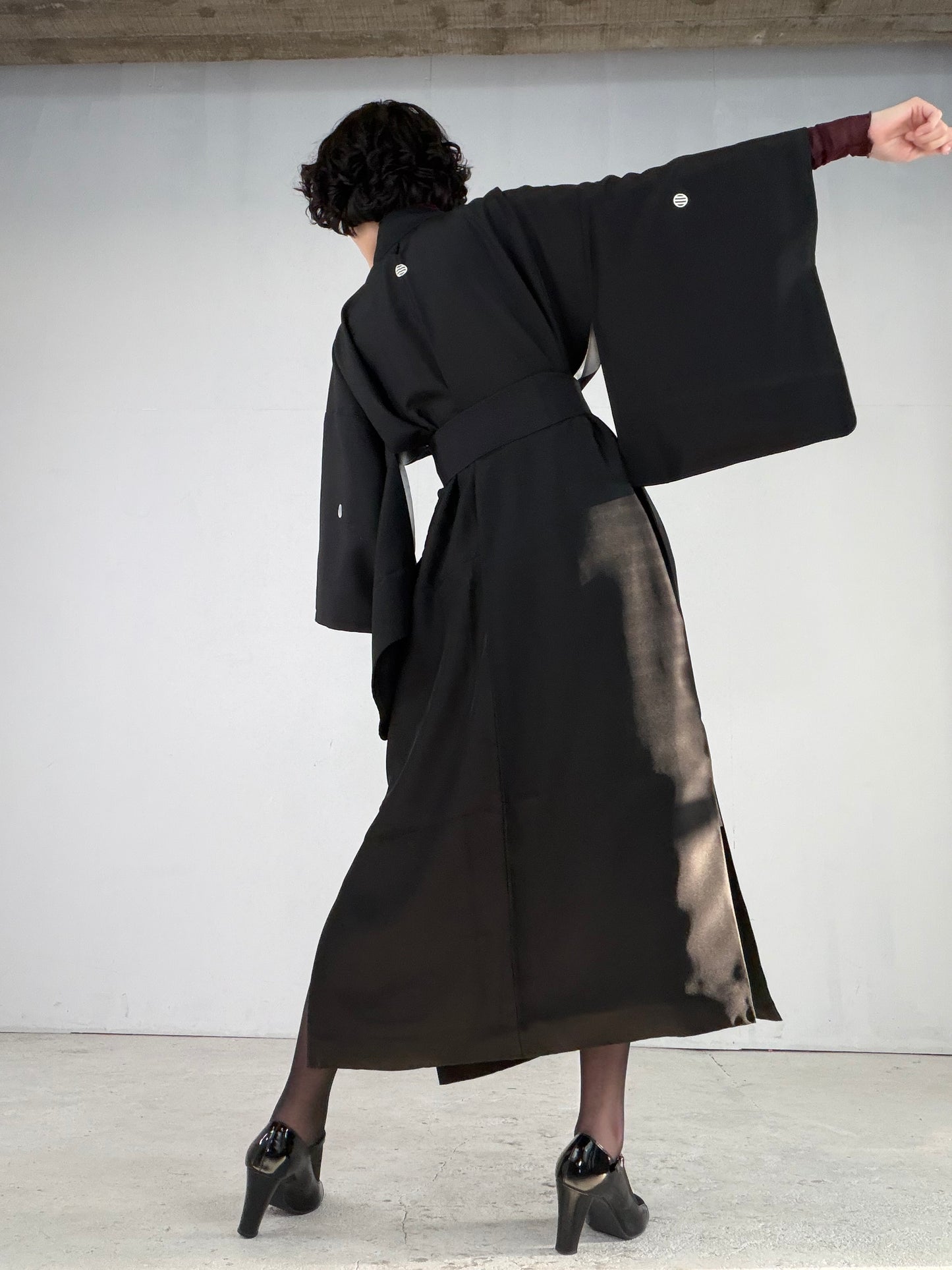 Kimono Dress Gown with String Belt – Upcycled from Vintage Women’s Japanese Kimono “mitsuhiki”, DRE036
