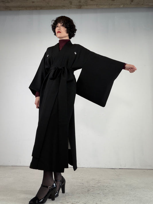 Kimono Dress Gown with String Belt – Upcycled from Vintage Women’s Japanese Kimono “agarifuji”, DRE035