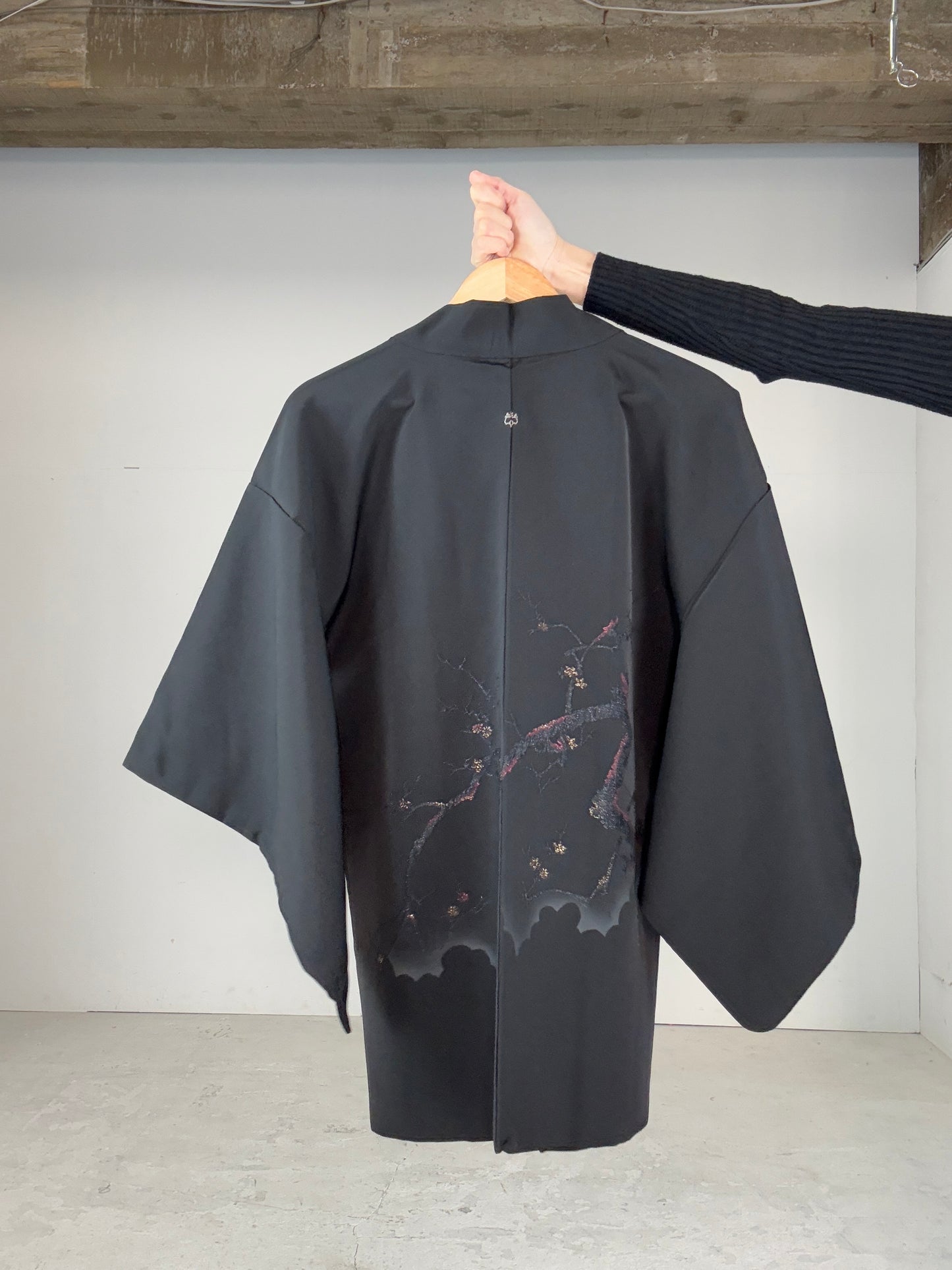 VINTAGE BLACK HAORI "glitter tree, inside, cute, dancer"