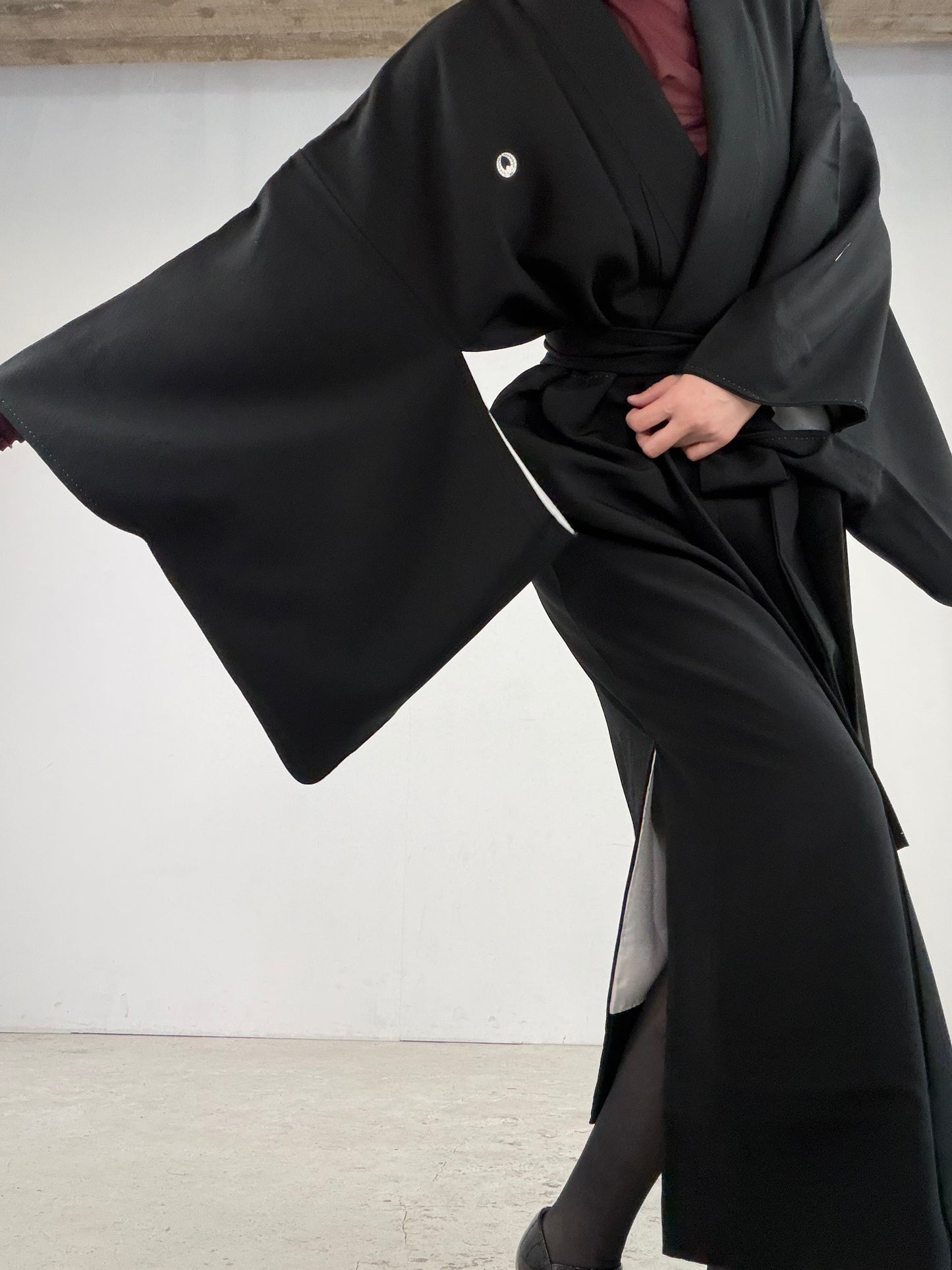 Kimono Dress Gown with String Belt – Upcycled from Vintage Women’s Japanese Kimono “agarifuji”, DRE035