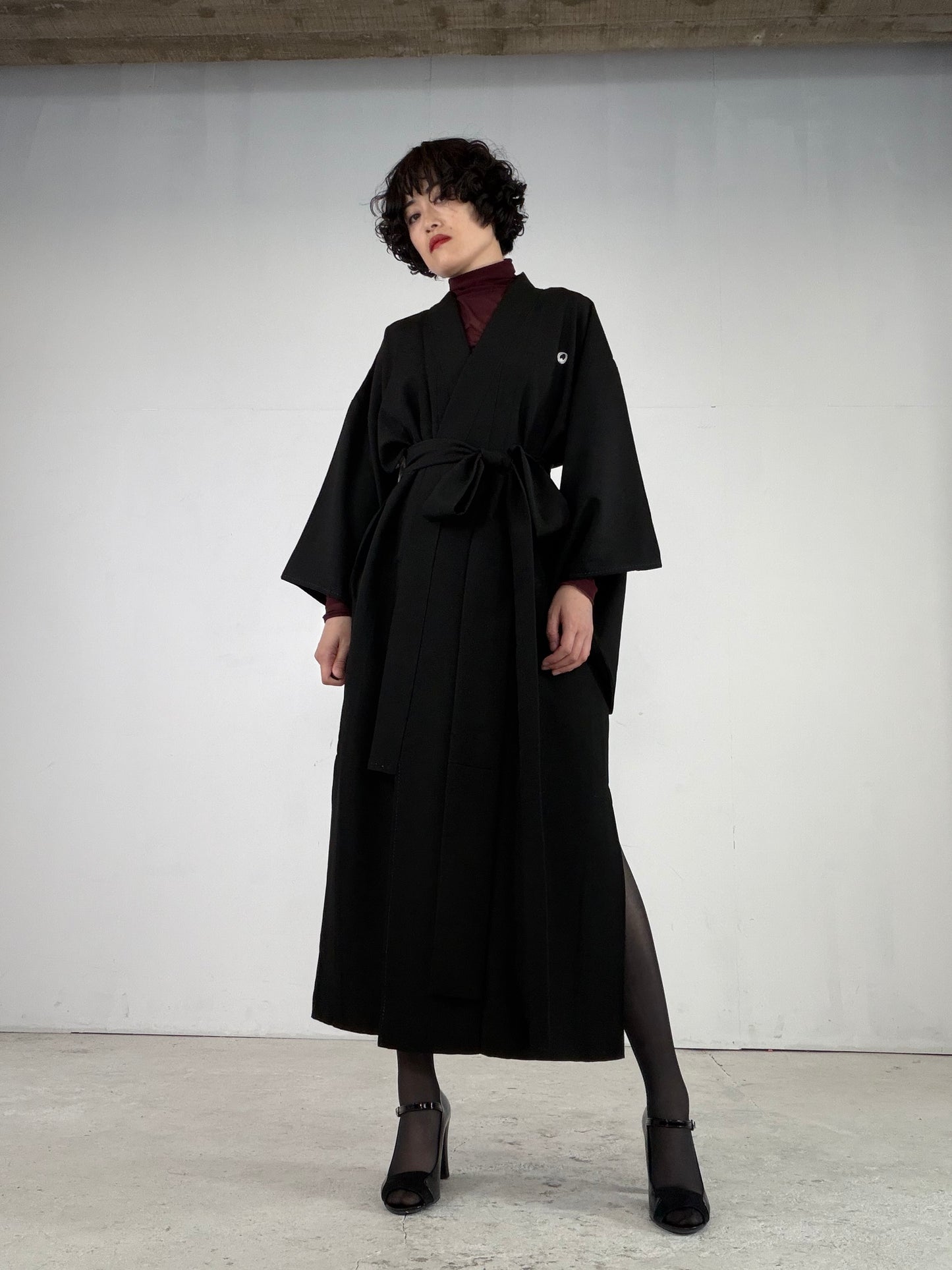 Kimono Dress Gown with String Belt – Upcycled from Vintage Women’s Japanese Kimono “agarifuji”, DRE035