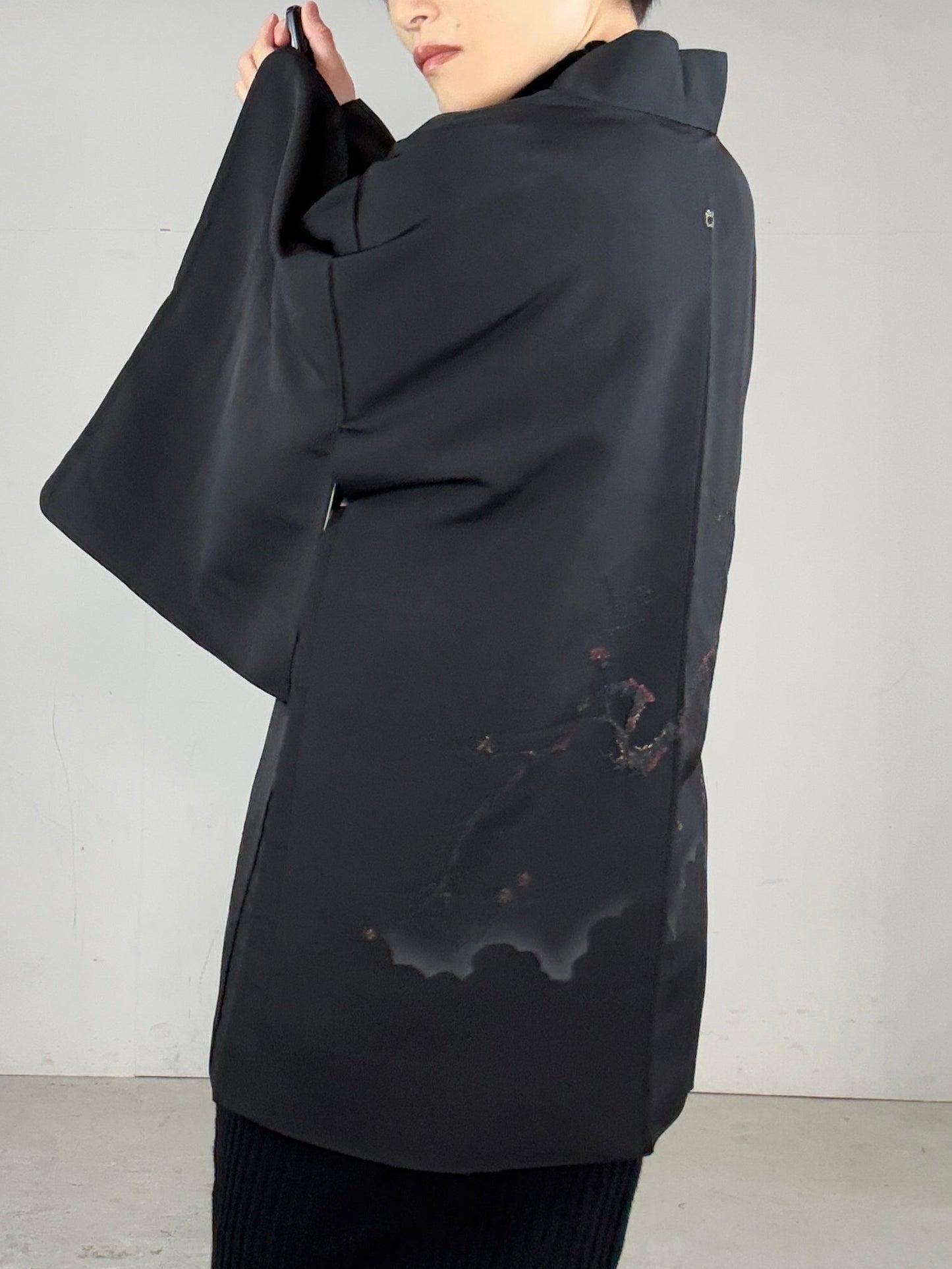 VINTAGE BLACK HAORI "glitter tree, inside, cute, dancer"