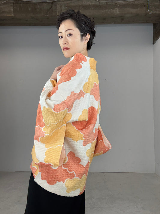 VINTAGE SHIBORI HAORI "orange"