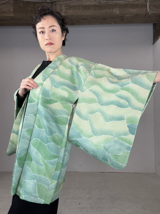 VINTAGE SHIBORI HAORI "green"