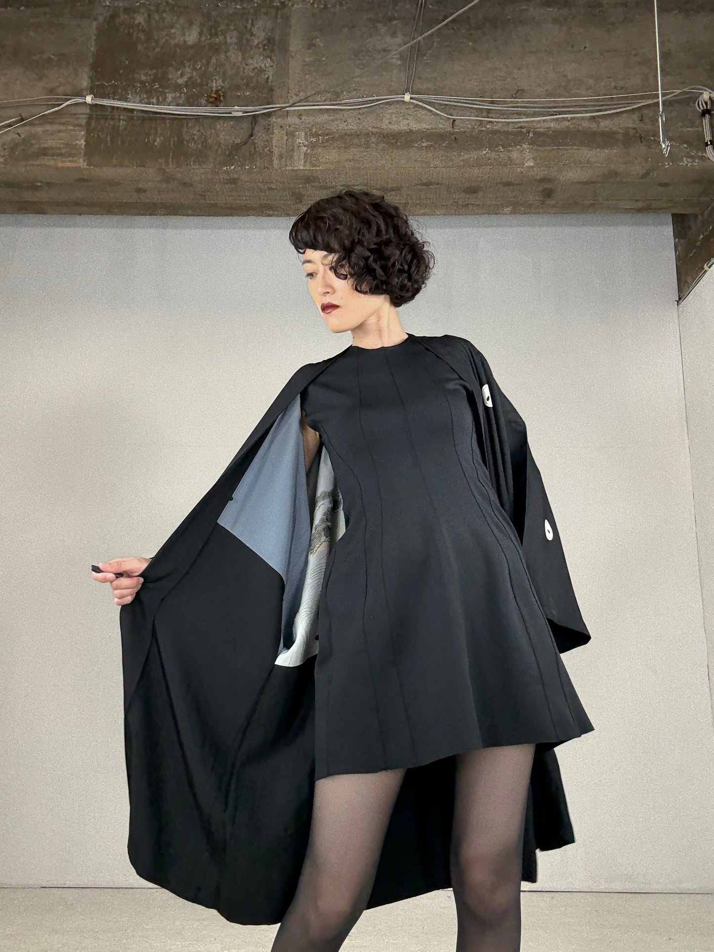 VINTAGE KUROMONTSUKI HAORI "matsu, noumen" *damage