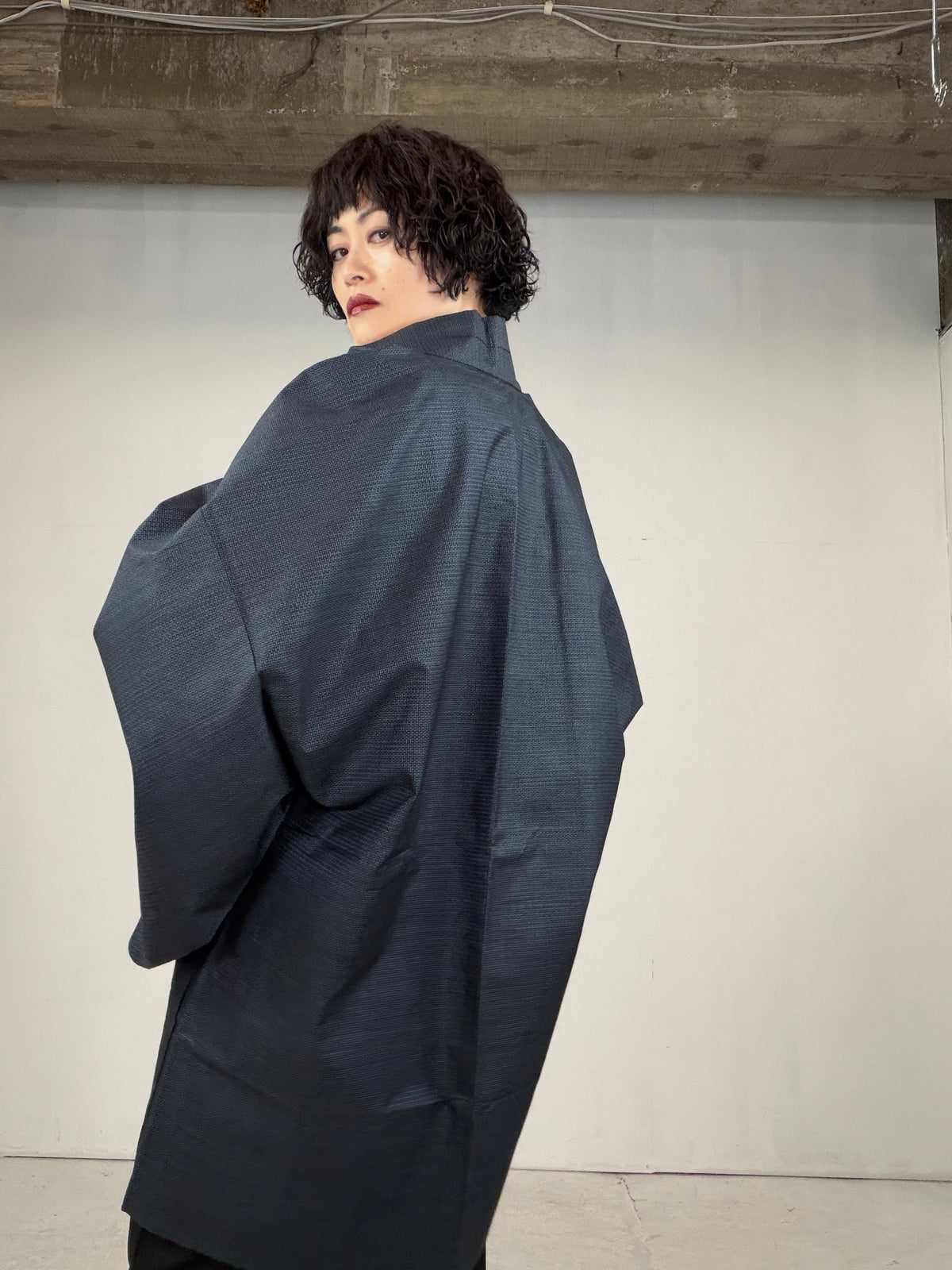 VINTAGE KAWAII HAORI oversized  "oshima, blue, fuji ,cyaya , tabi , 044"