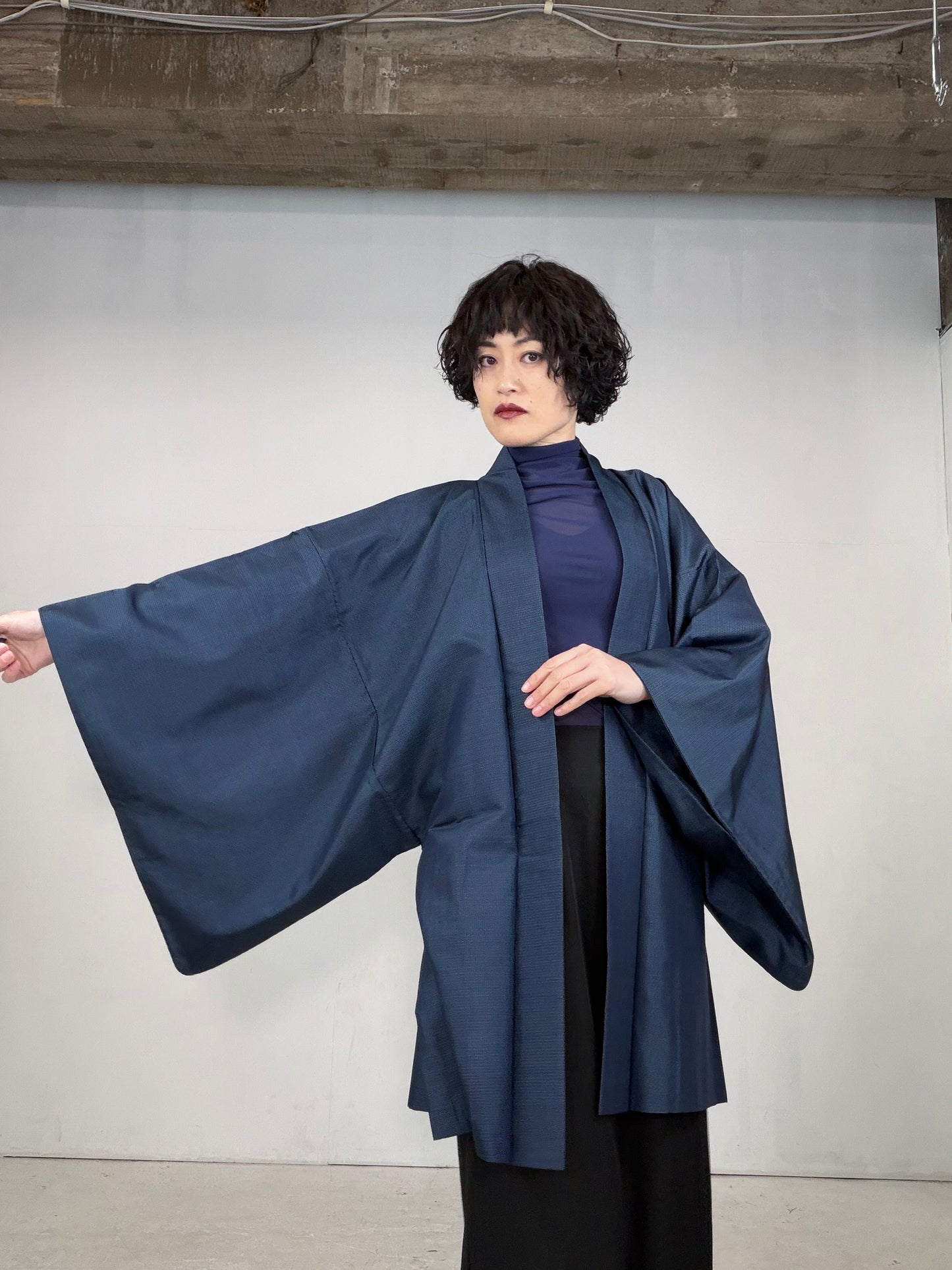 VINTAGE KAWAII HAORI oversized  "oshima, blue, fuji,  dragon 013"
