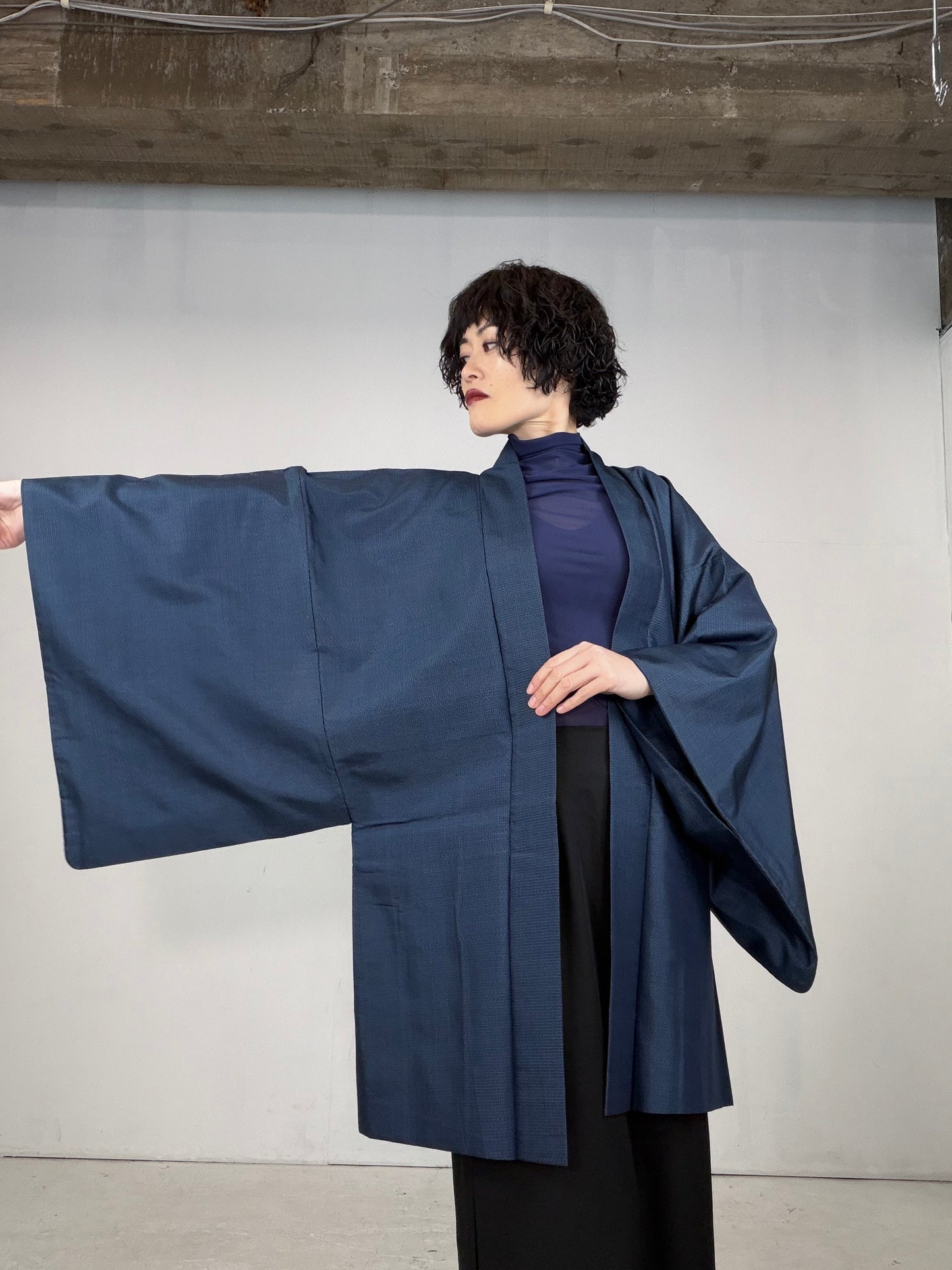 VINTAGE KAWAII HAORI oversized  "oshima, blue, fuji,  dragon 013"