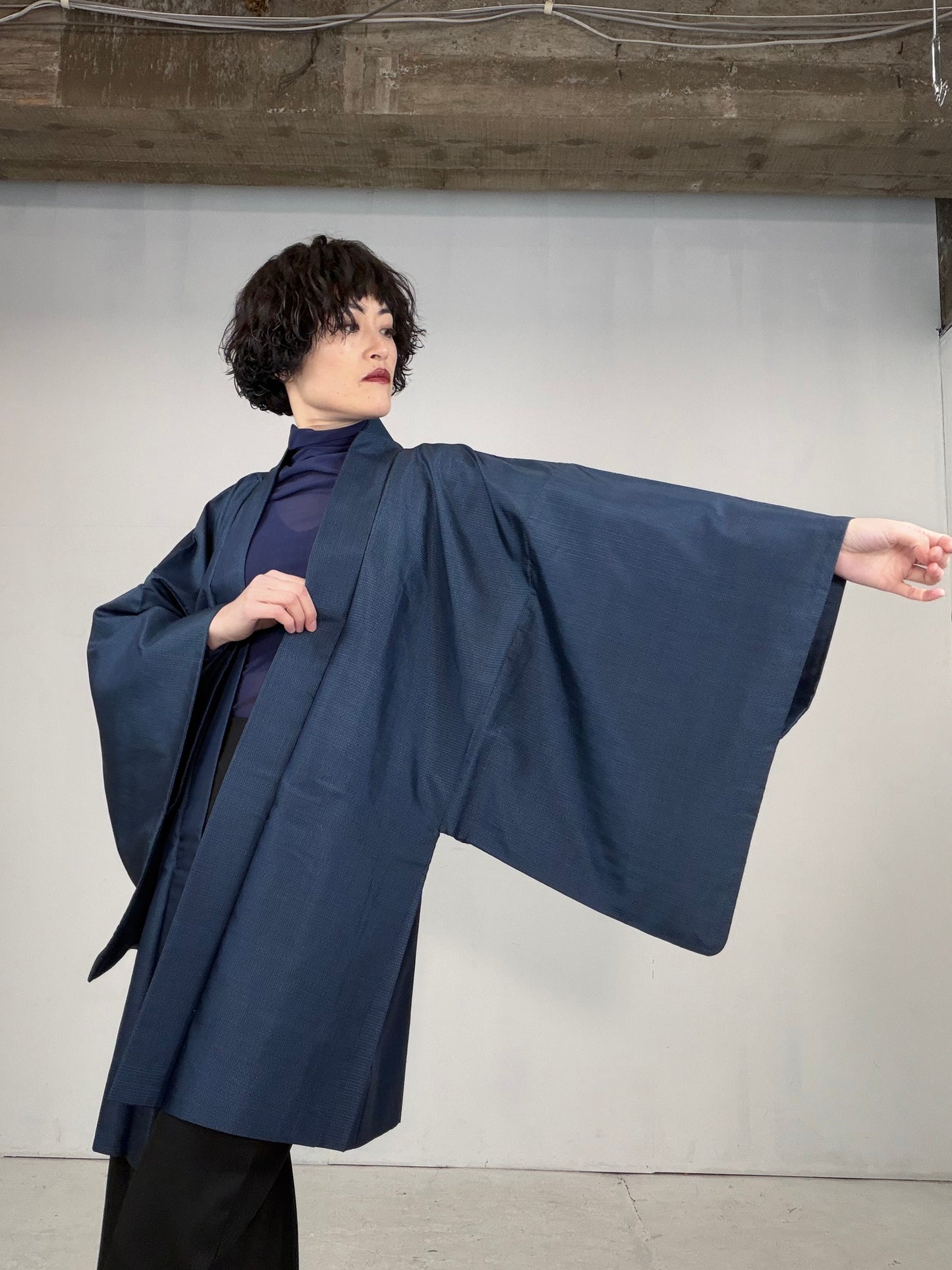 VINTAGE KAWAII HAORI oversized  "oshima, blue, fuji,  dragon 013"