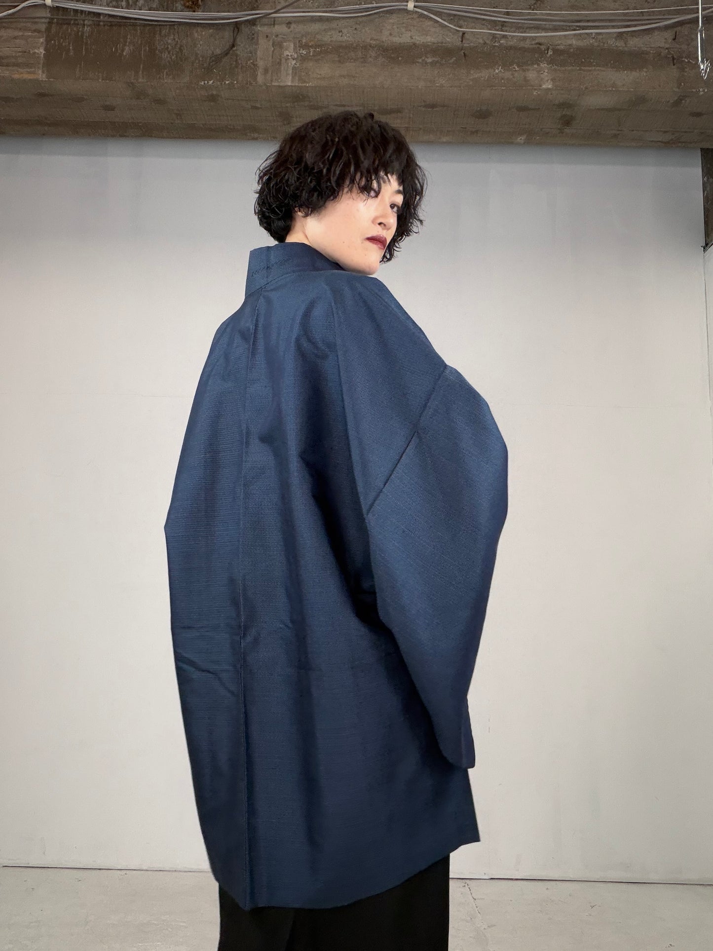 VINTAGE KAWAII HAORI oversized  "oshima, blue, fuji,  dragon 013"