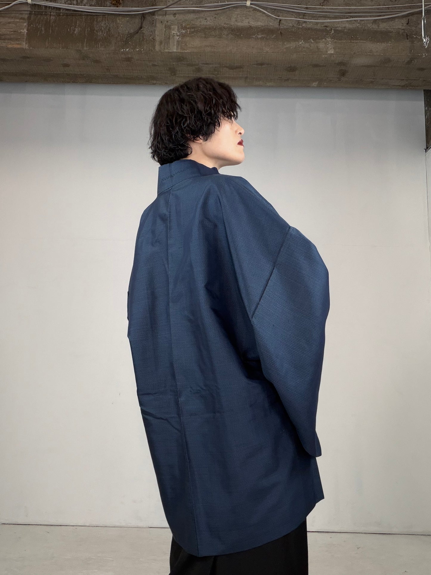 VINTAGE KAWAII HAORI oversized  "oshima, blue, fuji,  dragon 013"