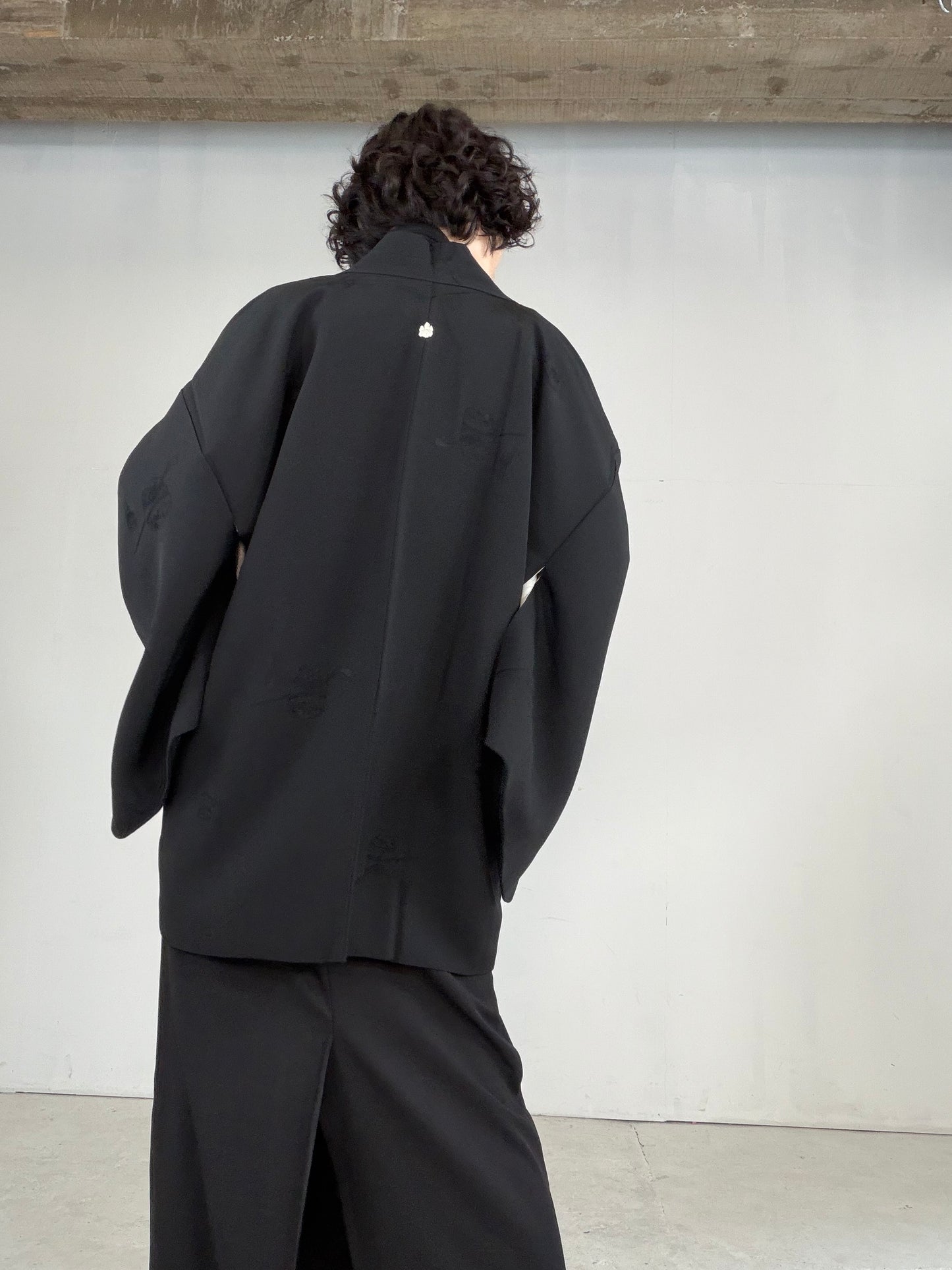 VINTAGE BLACK HAORI  "tea-ceremony, gosan-no-kiri, BLK182"