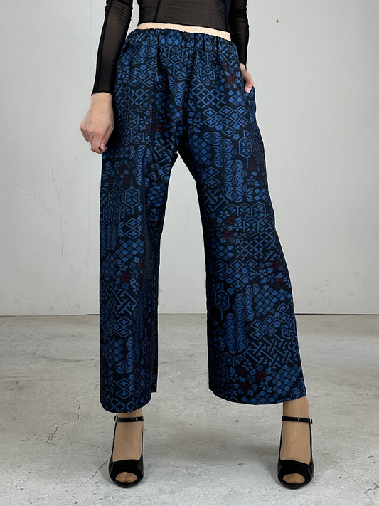 10 AOTOAKA Tsumugi HAORI and KIMONO elastic waist pants upcycled from Japanese kimono(Unisex)
