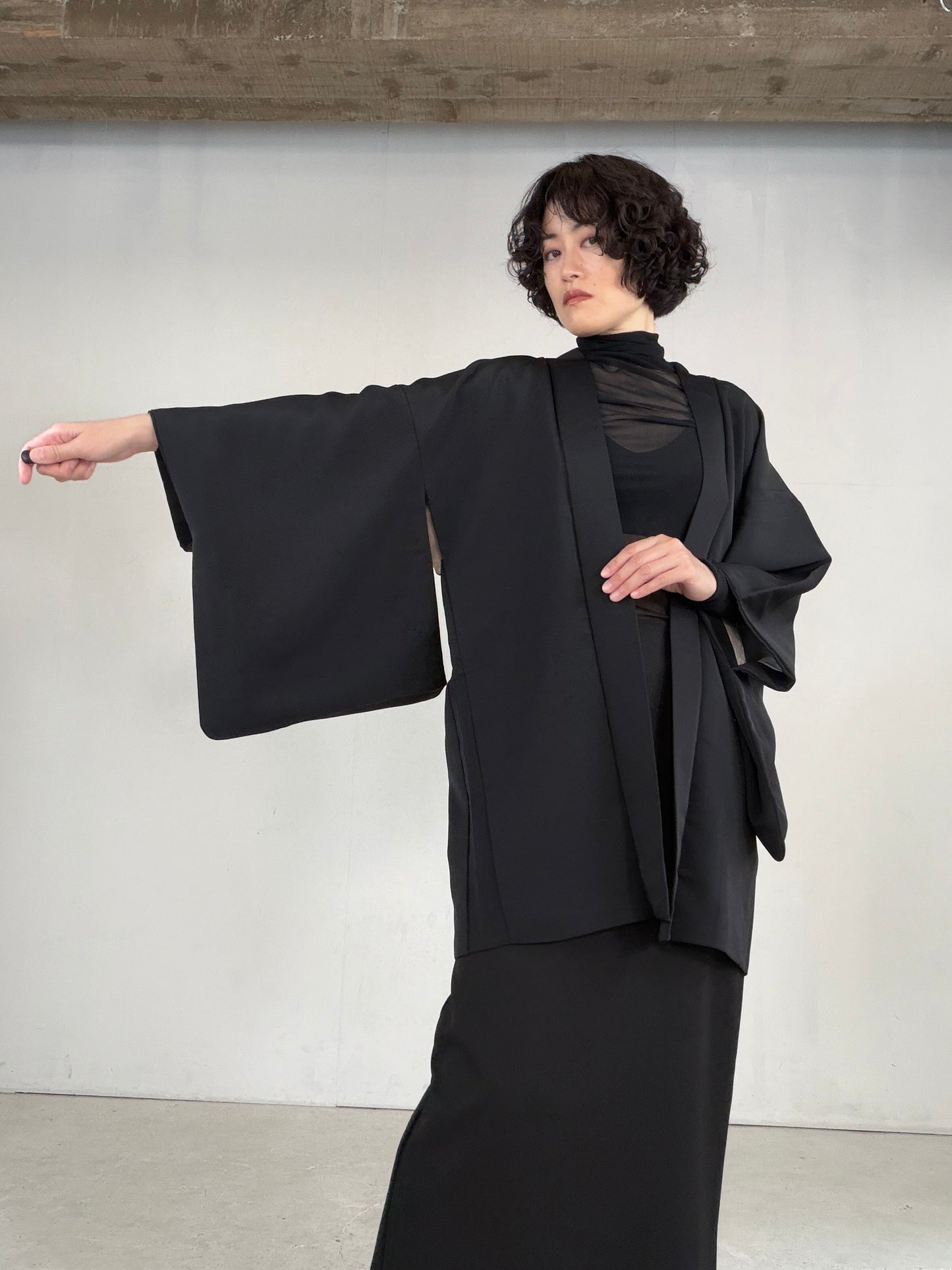 VINTAGE BLACK HAORI  "BLK178"