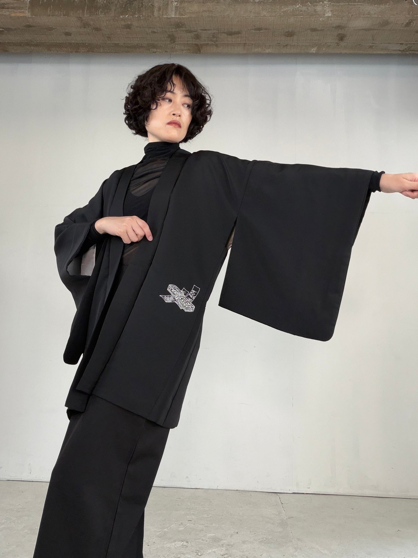 VINTAGE BLACK HAORI  "BLK178"