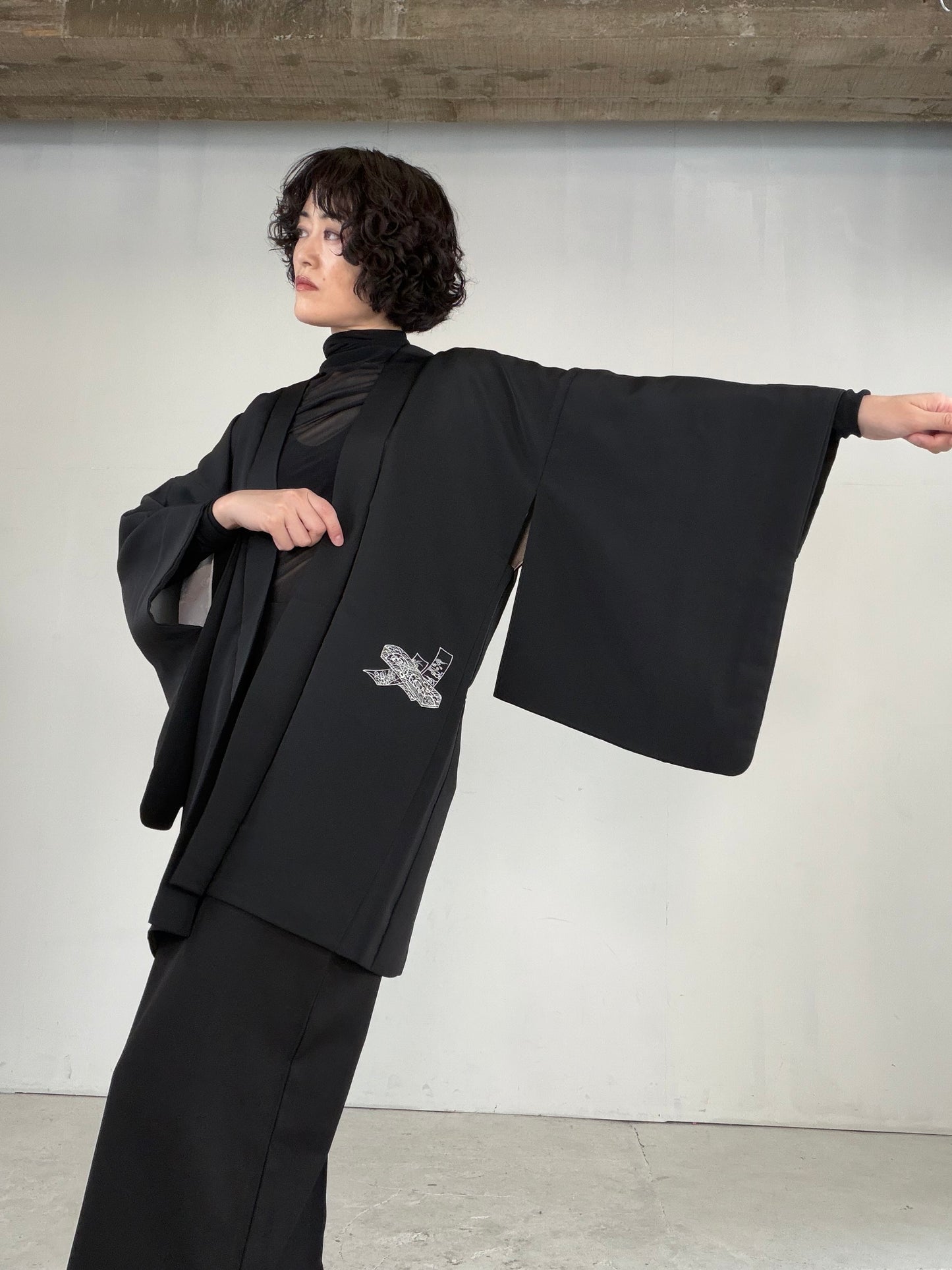 VINTAGE BLACK HAORI  "BLK178"