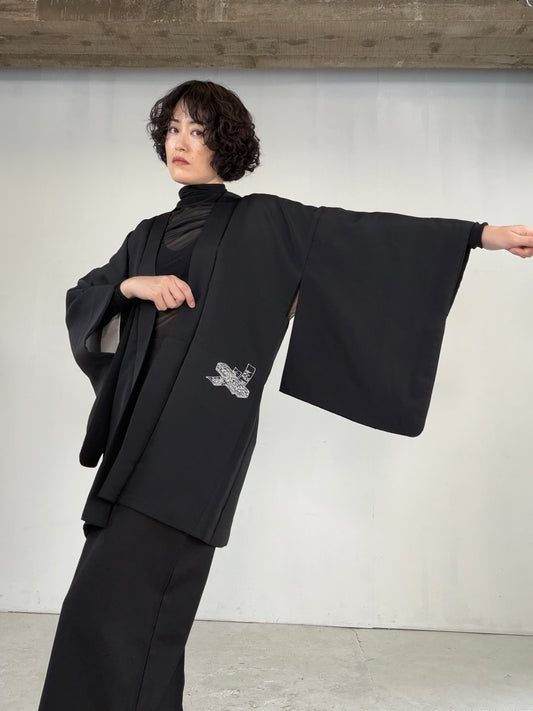 VINTAGE BLACK HAORI  "BLK178"