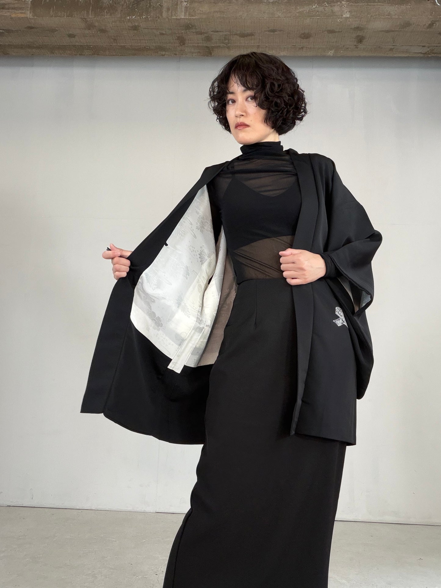 VINTAGE BLACK HAORI  "BLK178"