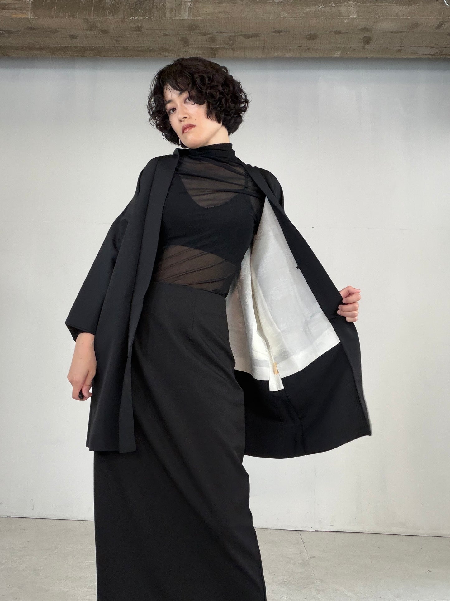 VINTAGE BLACK HAORI  "BLK178"