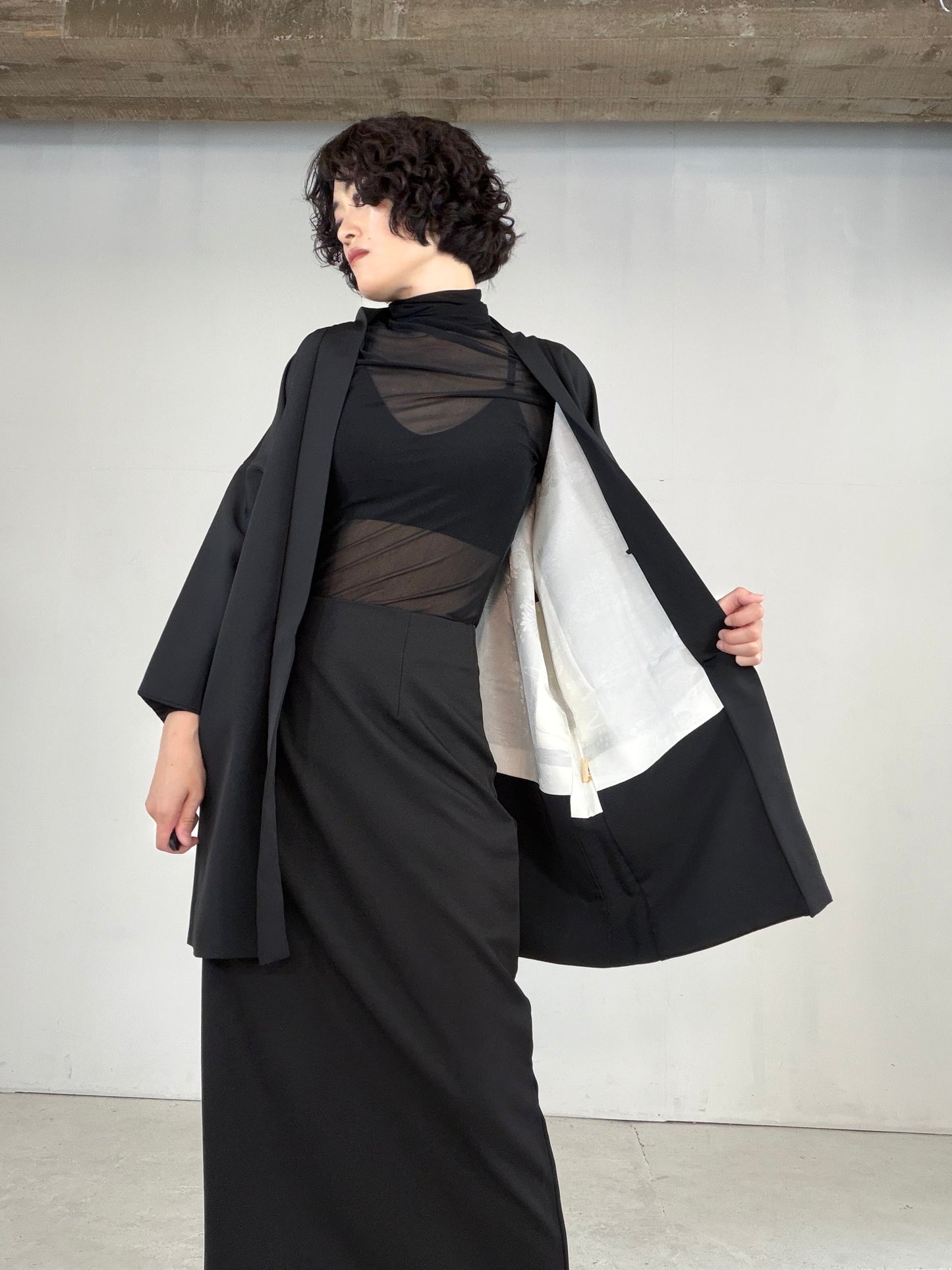 VINTAGE BLACK HAORI  "BLK178"