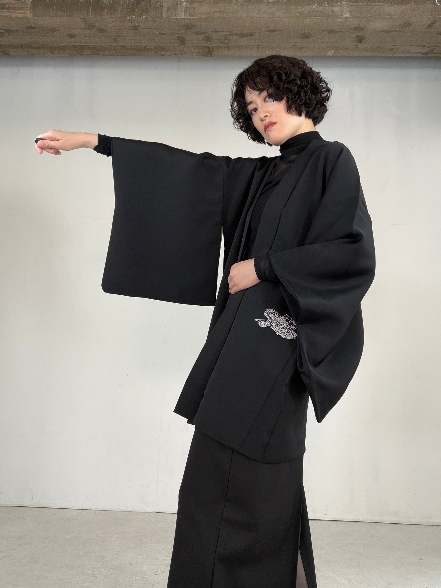 VINTAGE BLACK HAORI  "BLK178"