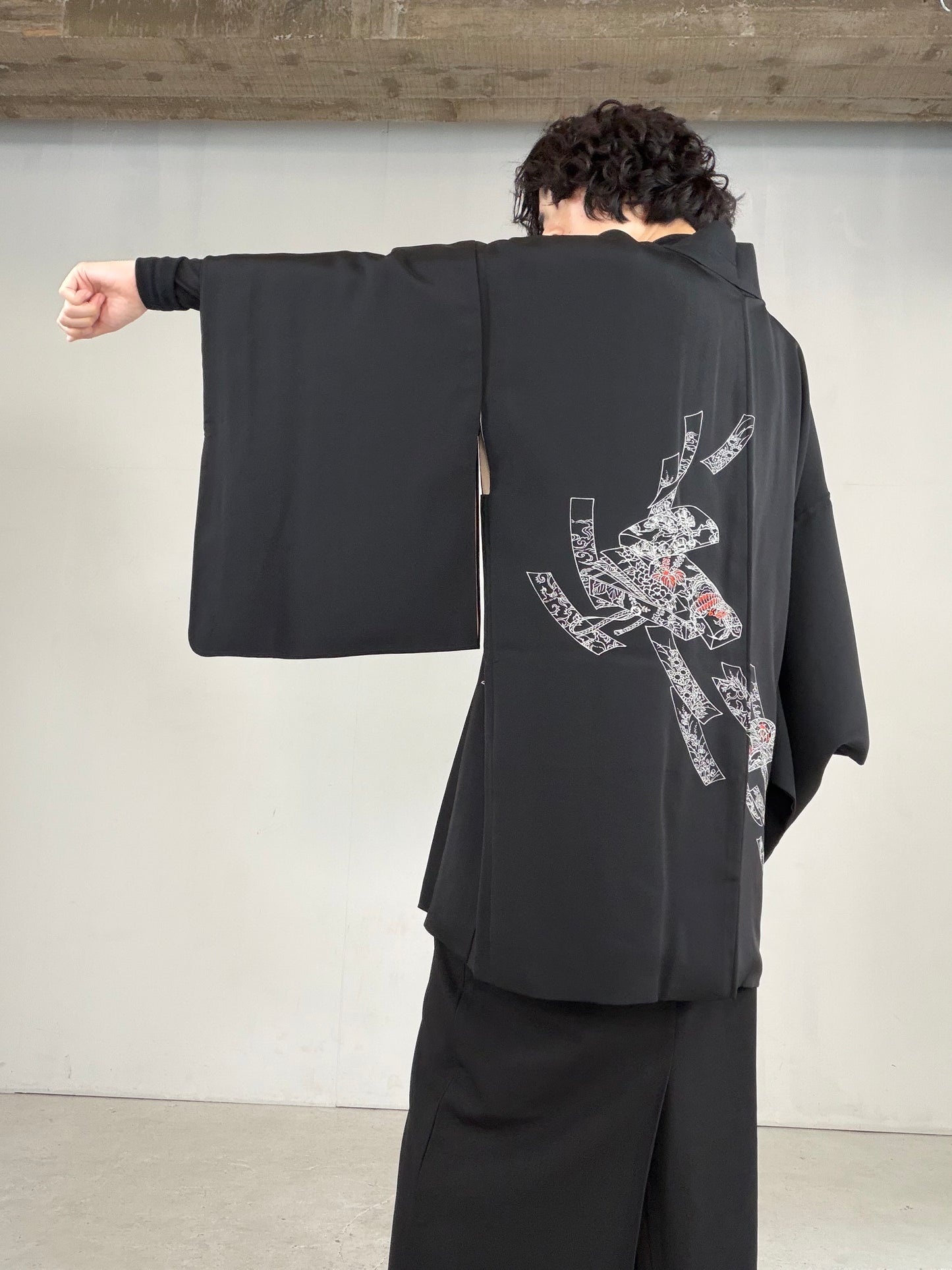 VINTAGE BLACK HAORI  "BLK178"