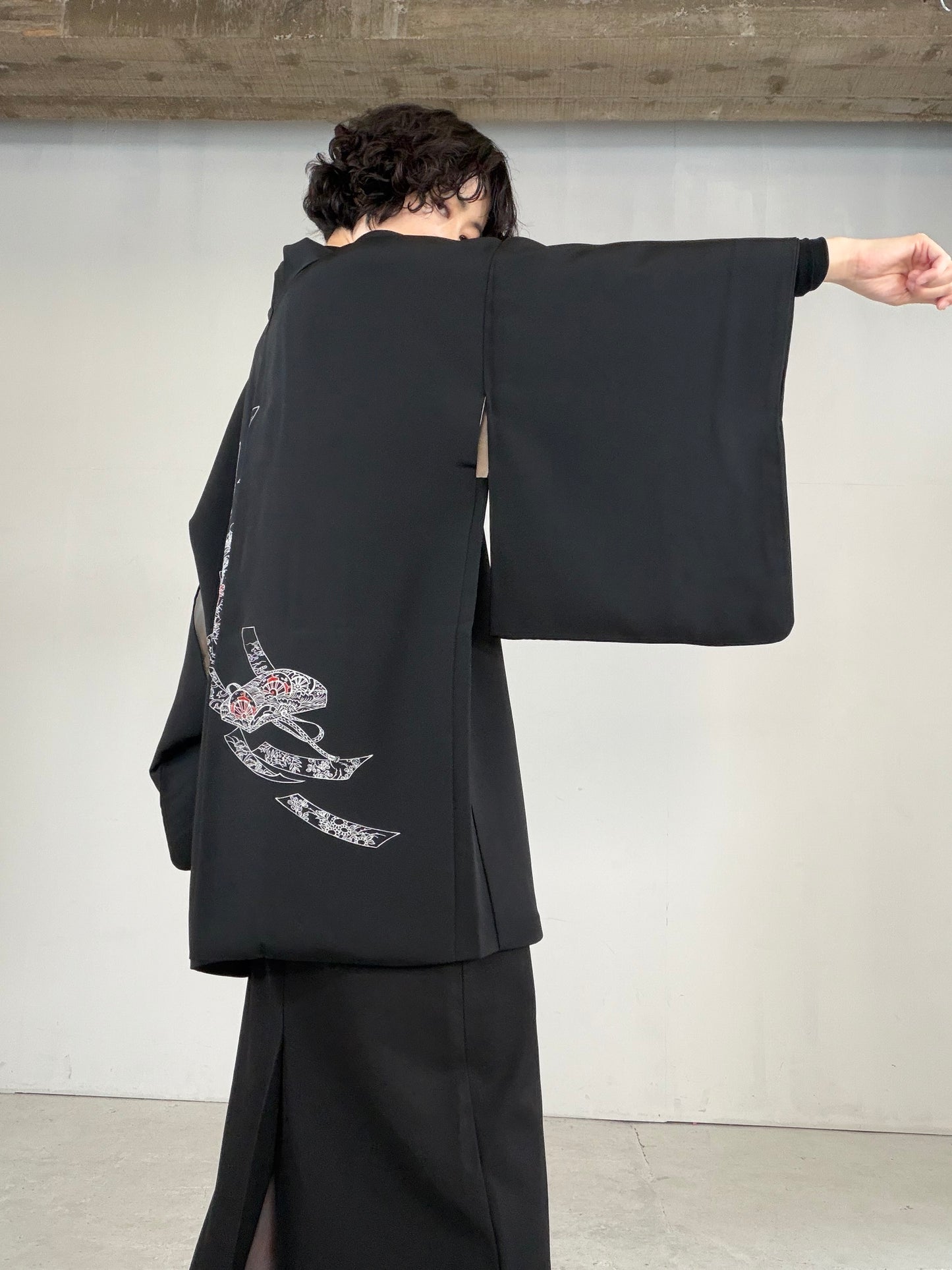 VINTAGE BLACK HAORI  "BLK178"