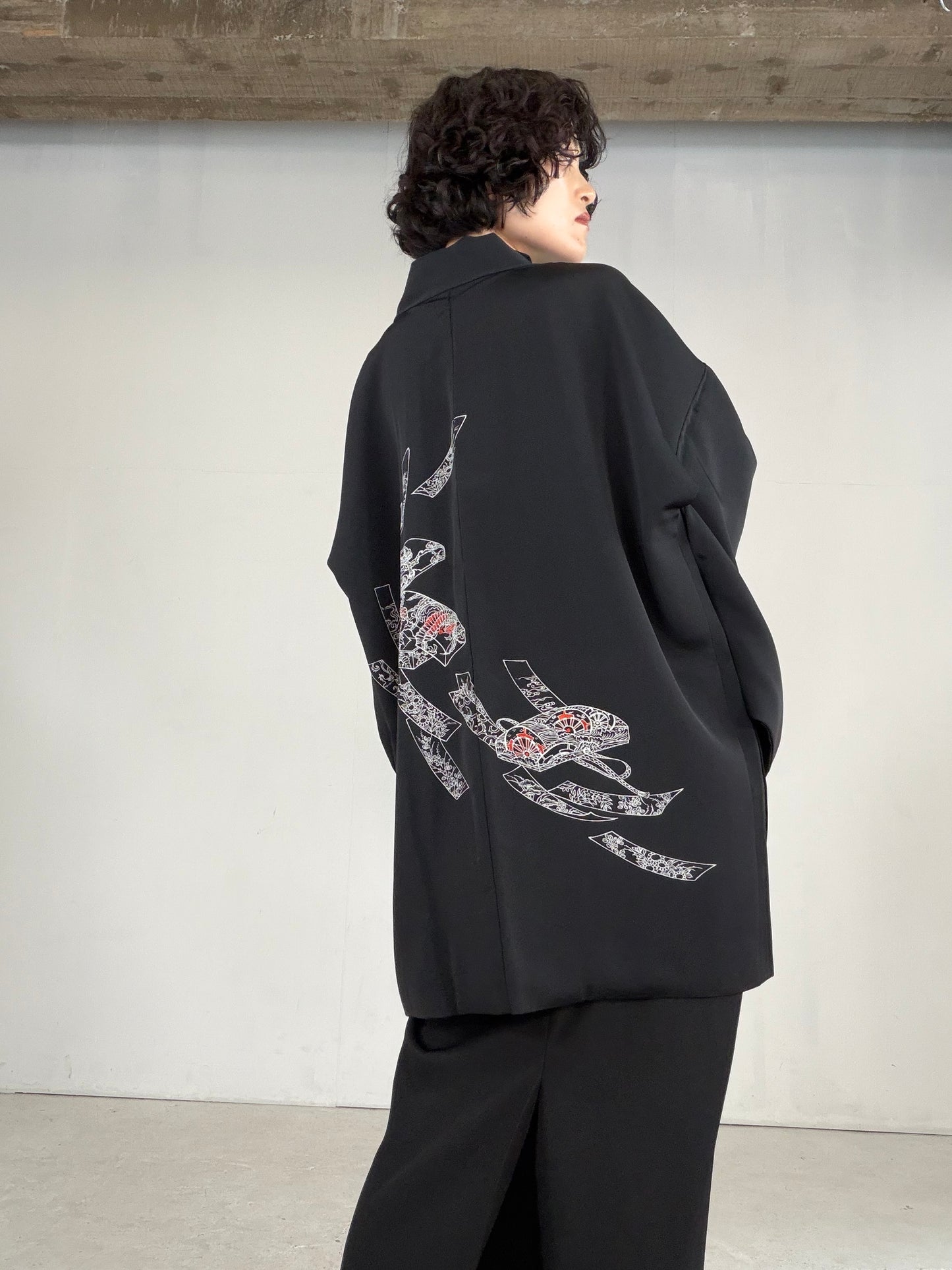 VINTAGE BLACK HAORI  "BLK178"
