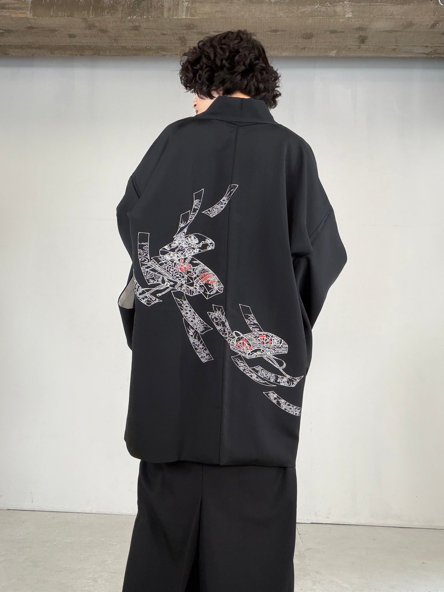 VINTAGE BLACK HAORI  "BLK178"