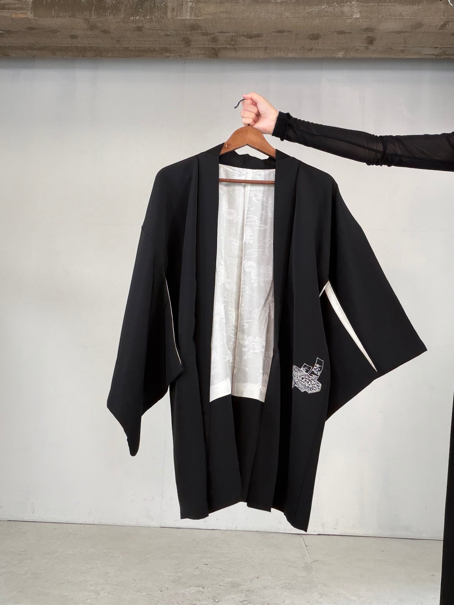 VINTAGE BLACK HAORI  "BLK178"