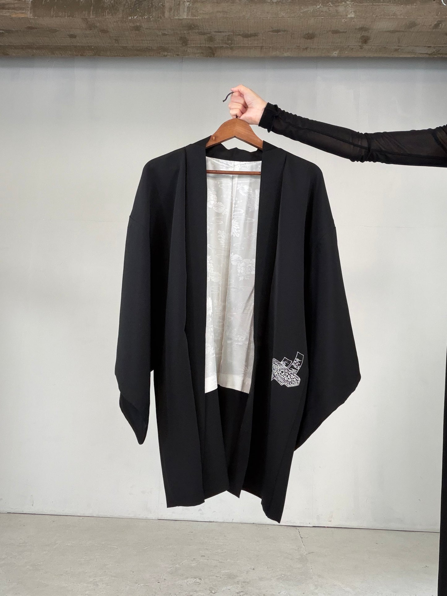 VINTAGE BLACK HAORI  "BLK178"