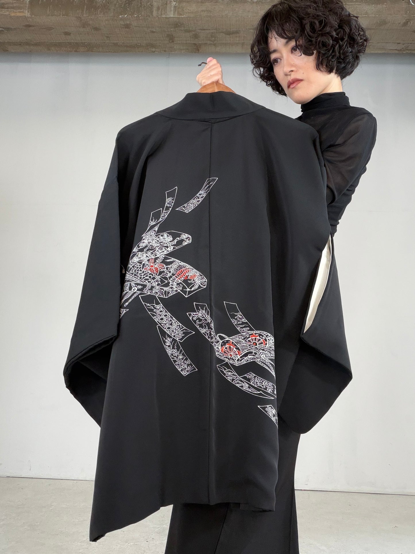 VINTAGE BLACK HAORI  "BLK178"