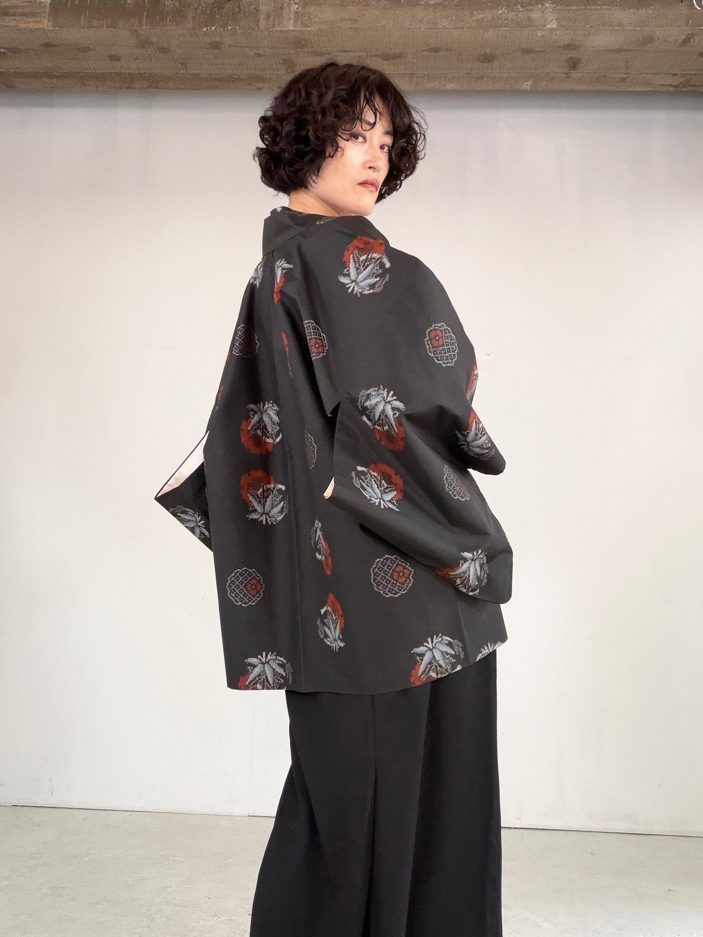 VINTAGE KAWAII HAORI "tsumugi, Douchu-gi, red, KAW111"