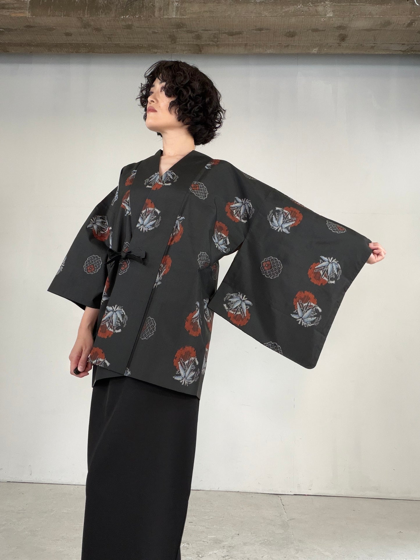 VINTAGE KAWAII HAORI "tsumugi, Douchu-gi, red, KAW111"