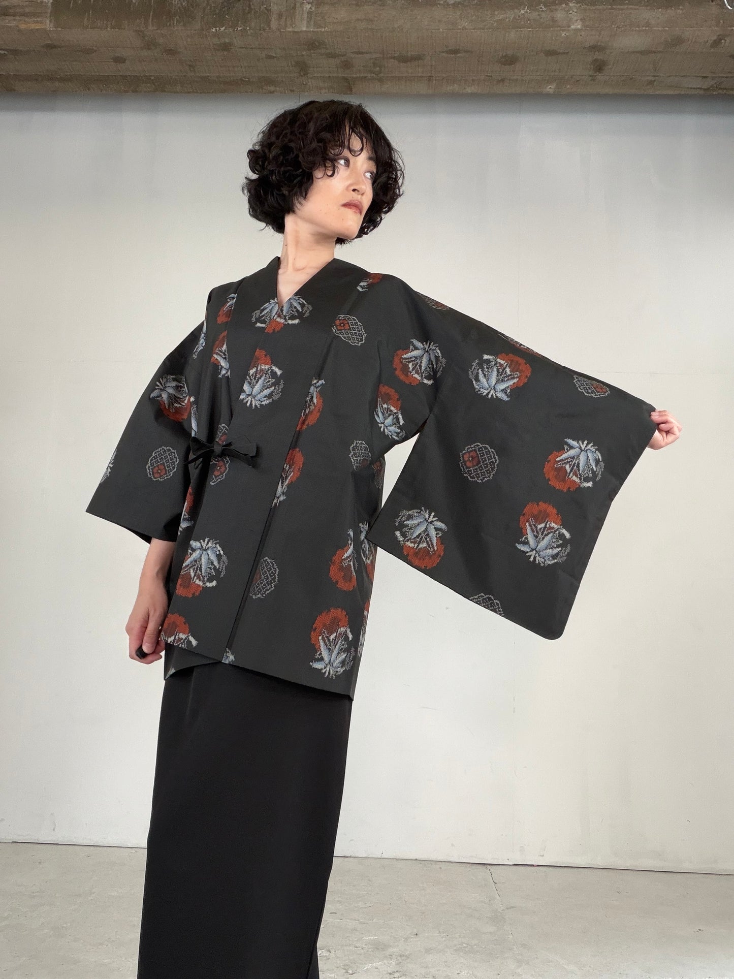 VINTAGE KAWAII HAORI "tsumugi, Douchu-gi, red, KAW111"