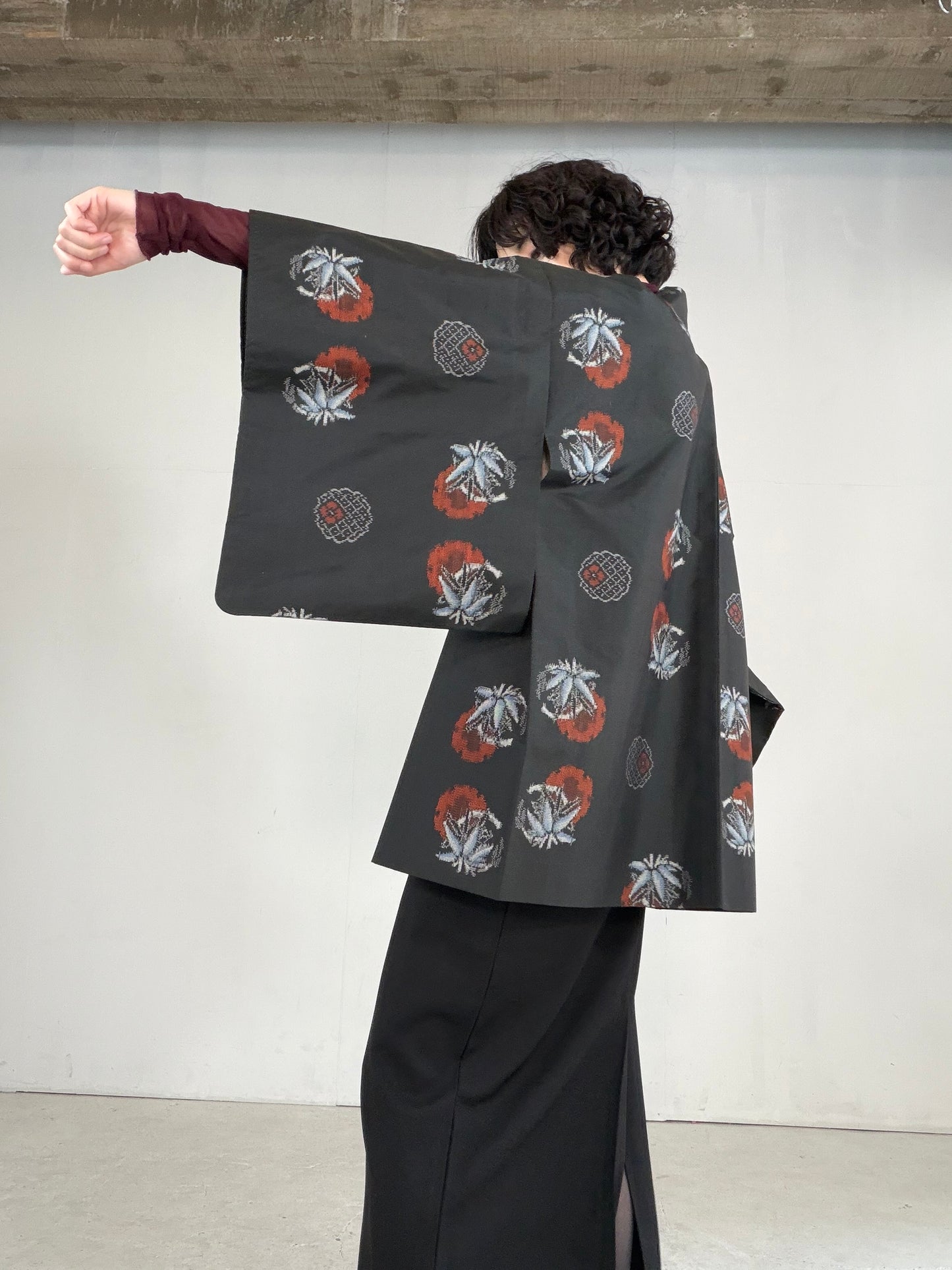 VINTAGE KAWAII HAORI "tsumugi, Douchu-gi, red, KAW111"