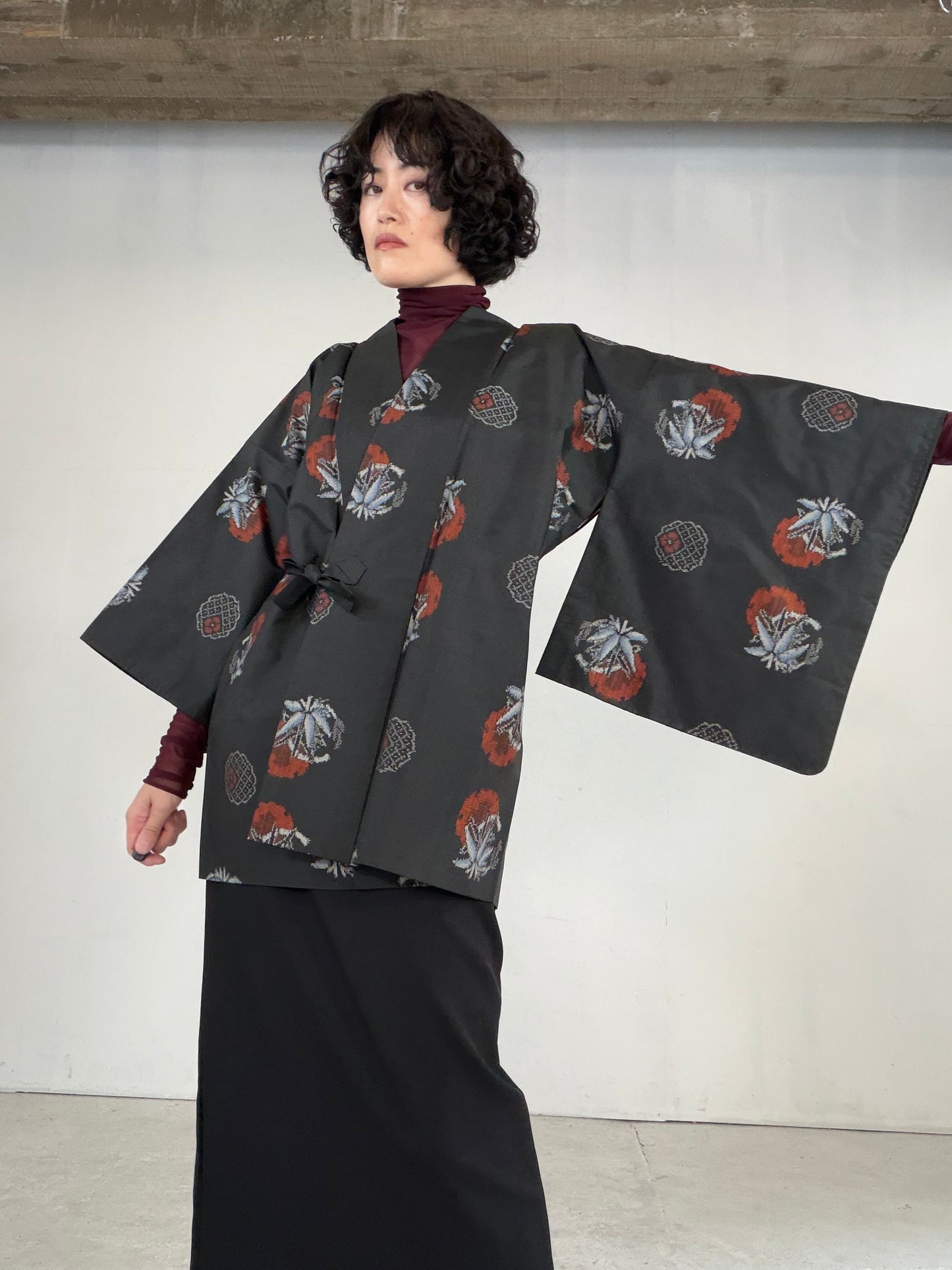 VINTAGE KAWAII HAORI "tsumugi, Douchu-gi, red, KAW111"