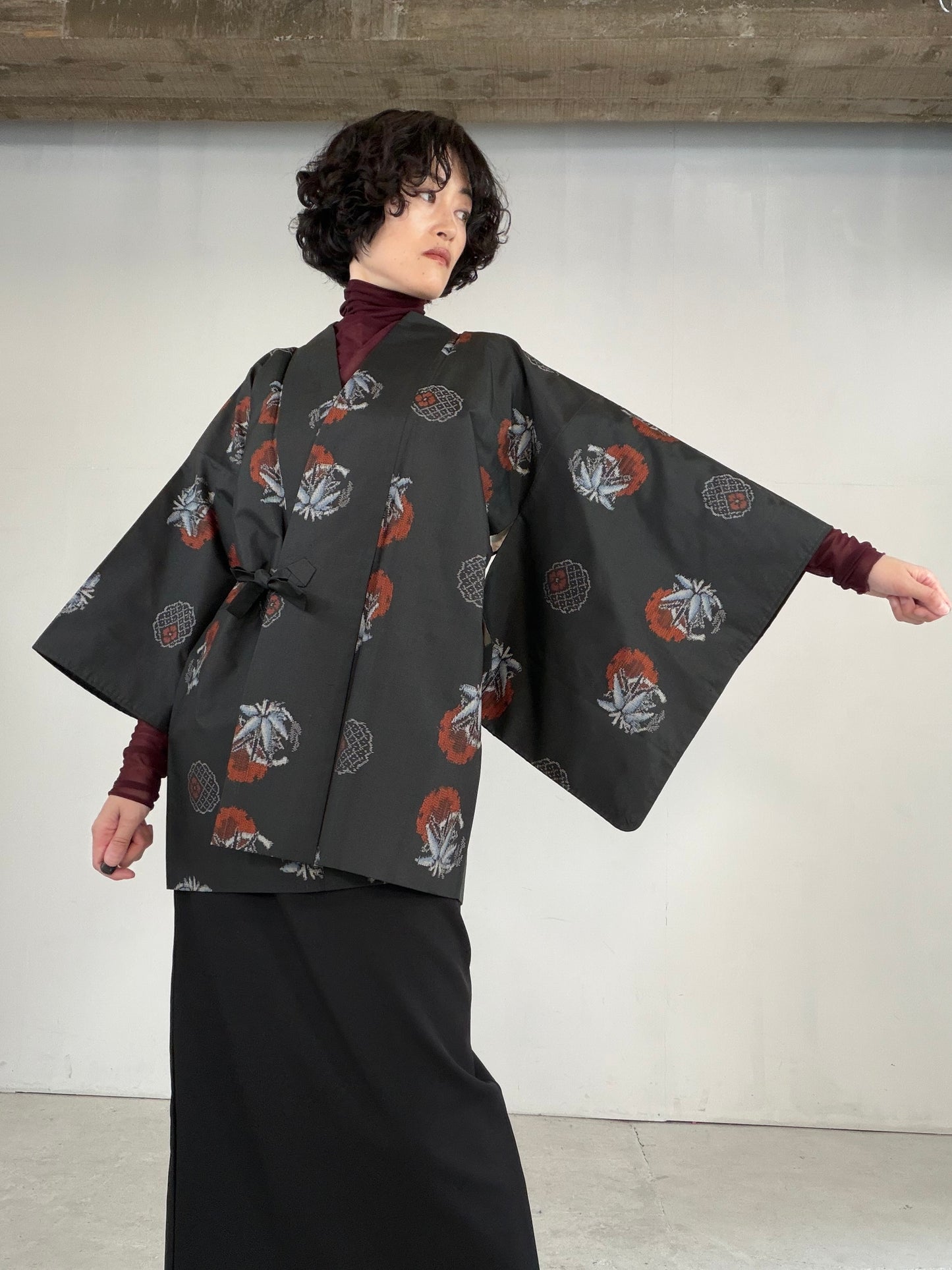 VINTAGE KAWAII HAORI "tsumugi, Douchu-gi, red, KAW111"