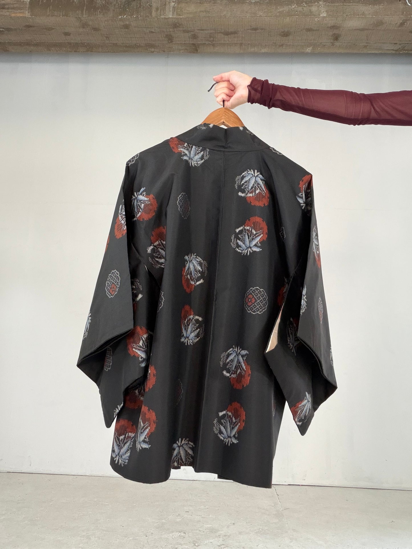 VINTAGE KAWAII HAORI "tsumugi, Douchu-gi, red, KAW111"