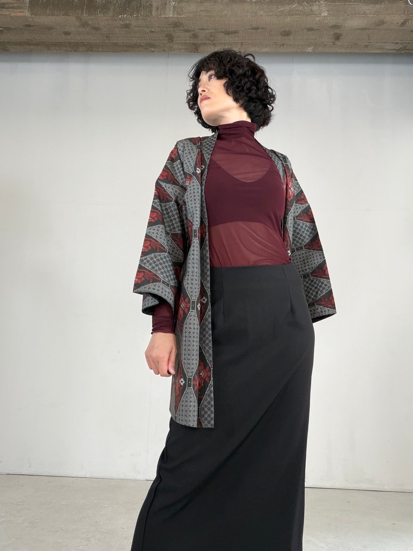VINTAGE KAWAII HAORI "tsumugi, Haori, hana, flower, KAW116"