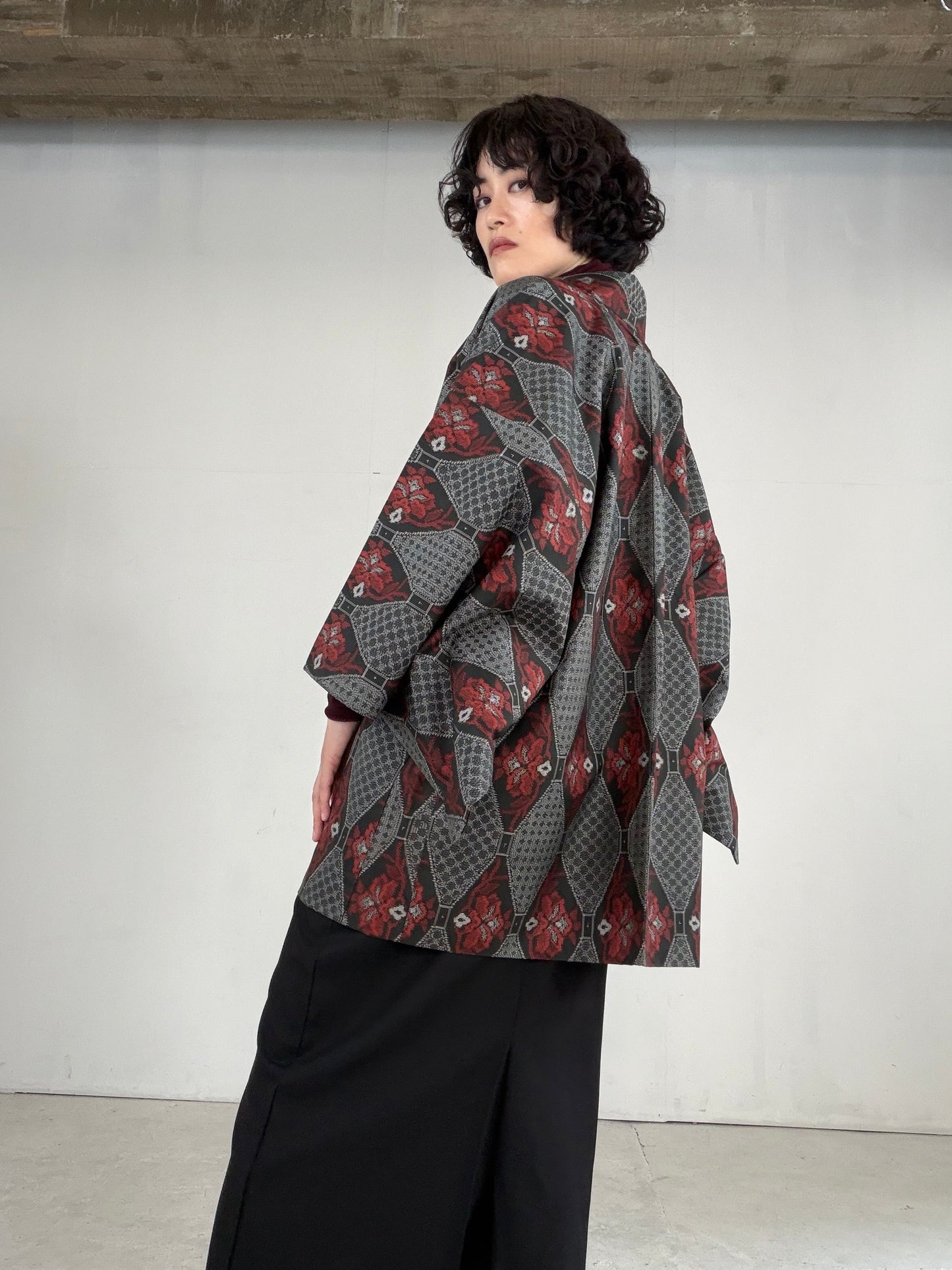 VINTAGE KAWAII HAORI "tsumugi, Haori, hana, flower, KAW116"