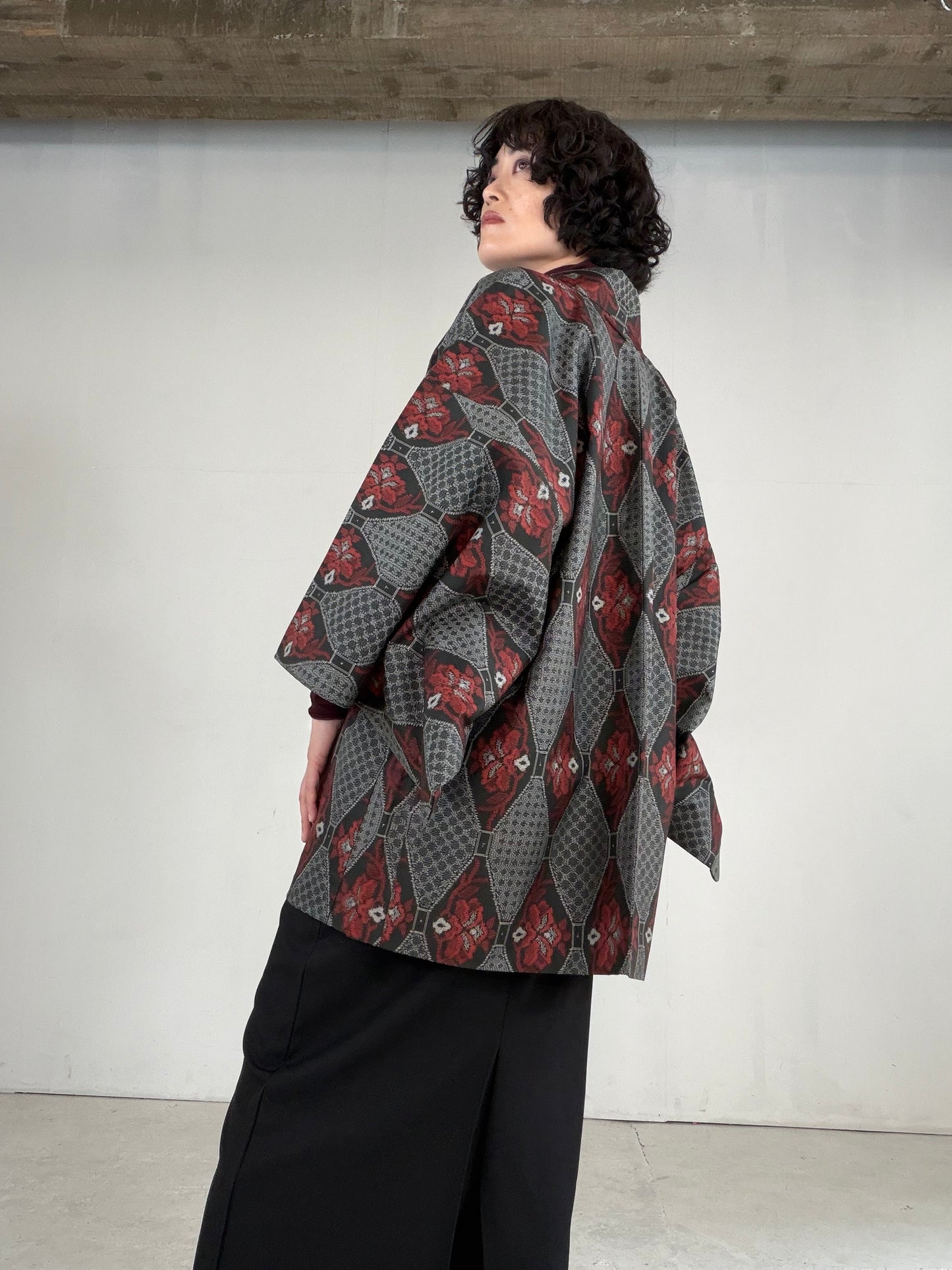 VINTAGE KAWAII HAORI "tsumugi, Haori, hana, flower, KAW116"