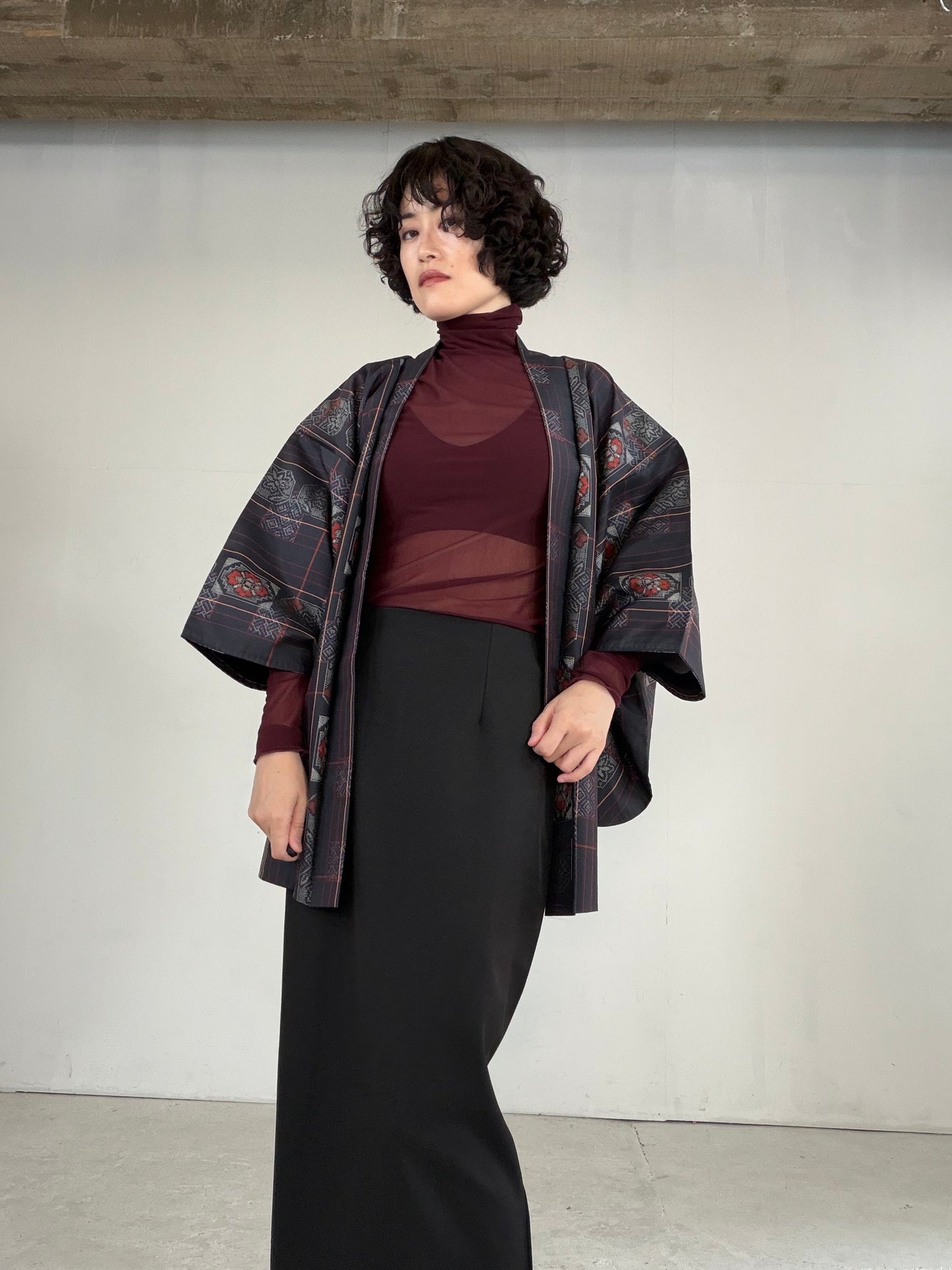 VINTAGE KAWAII HAORI "tsumugi, Haori, line, KAW117"