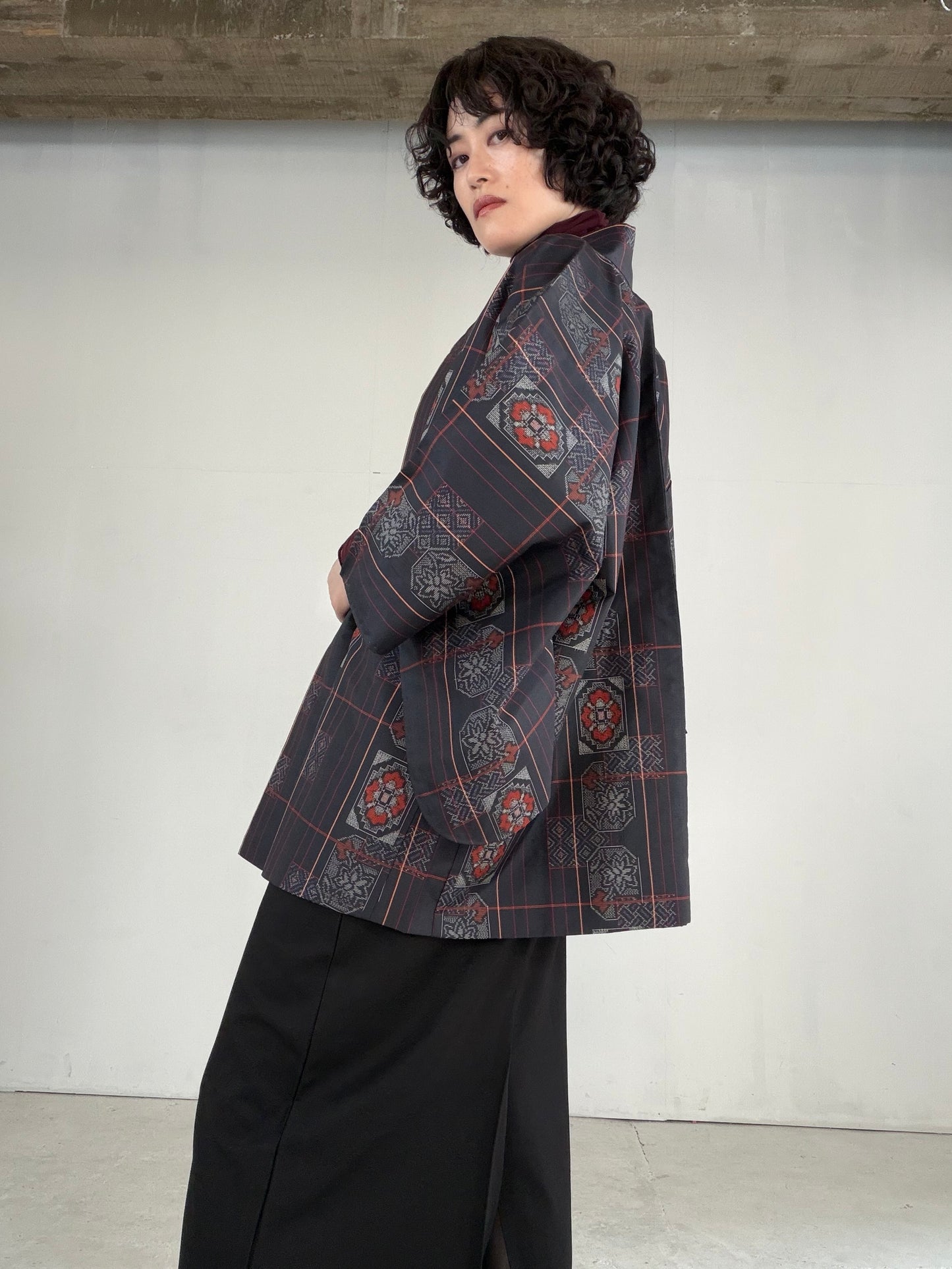 VINTAGE KAWAII HAORI "tsumugi, Haori, line, KAW117"