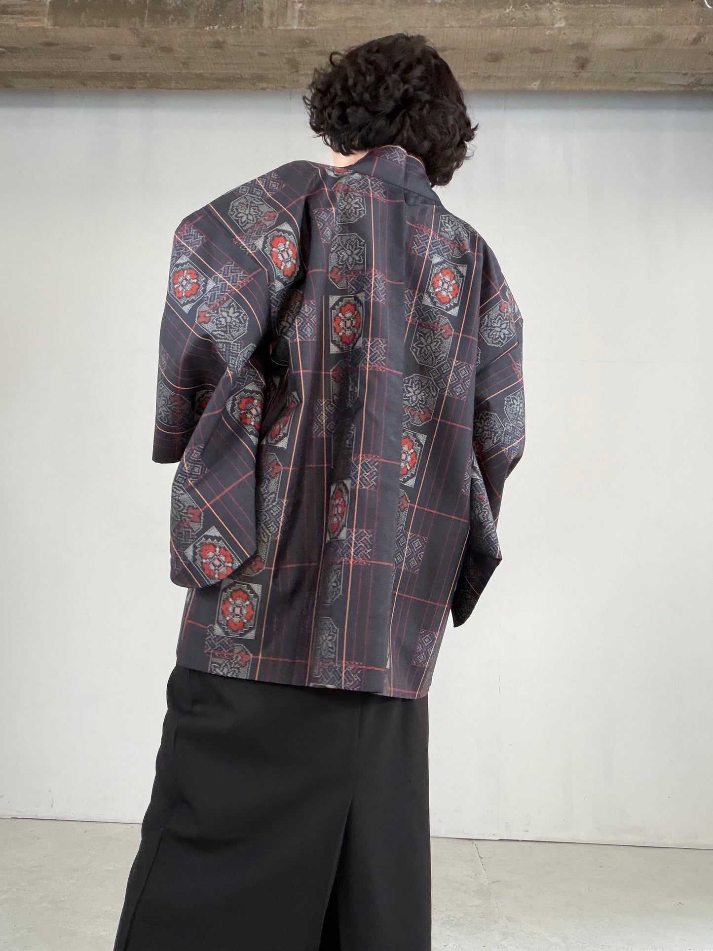 VINTAGE KAWAII HAORI "tsumugi, Haori, line, KAW117"
