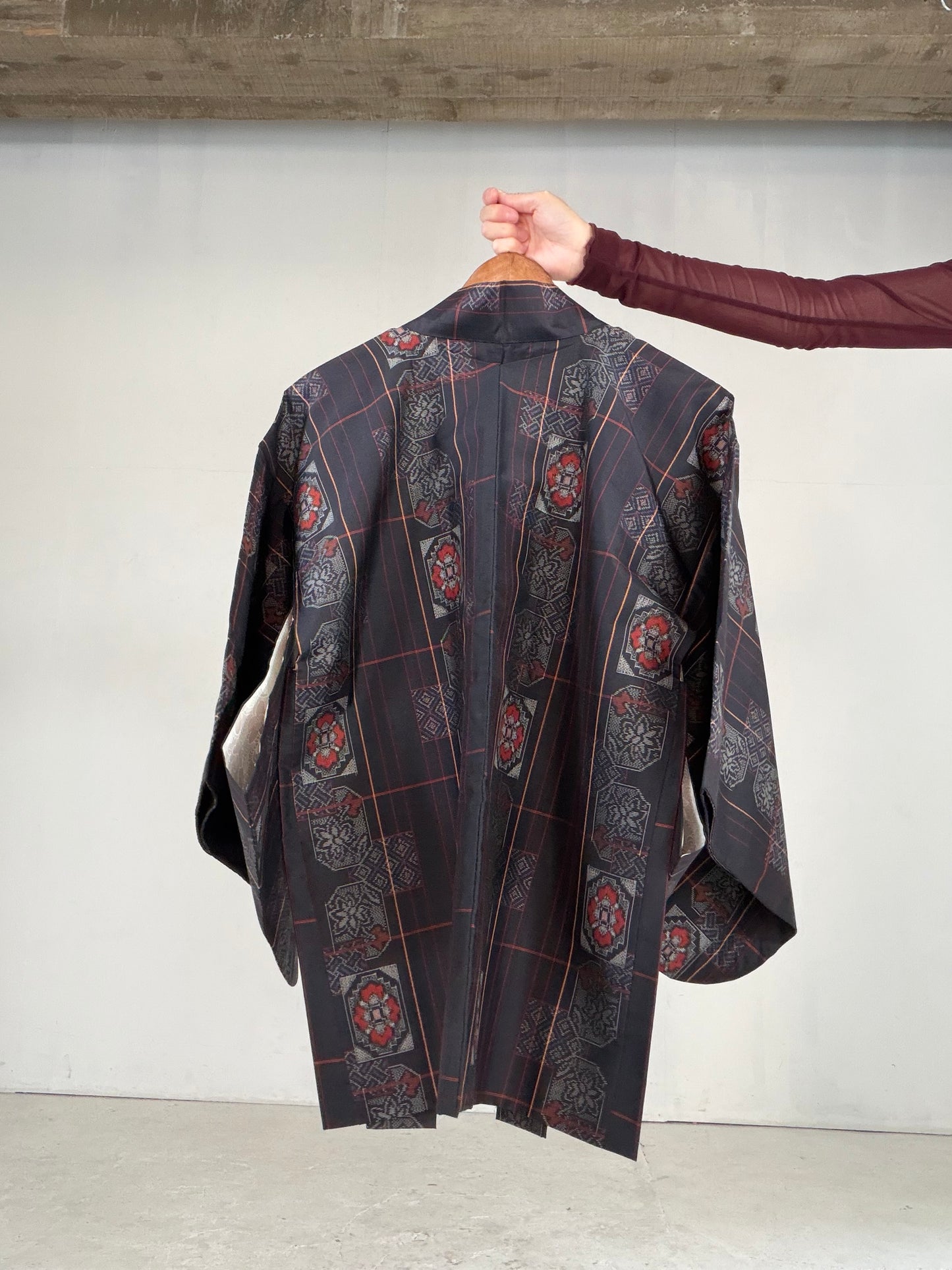 VINTAGE KAWAII HAORI "tsumugi, Haori, line, KAW117"