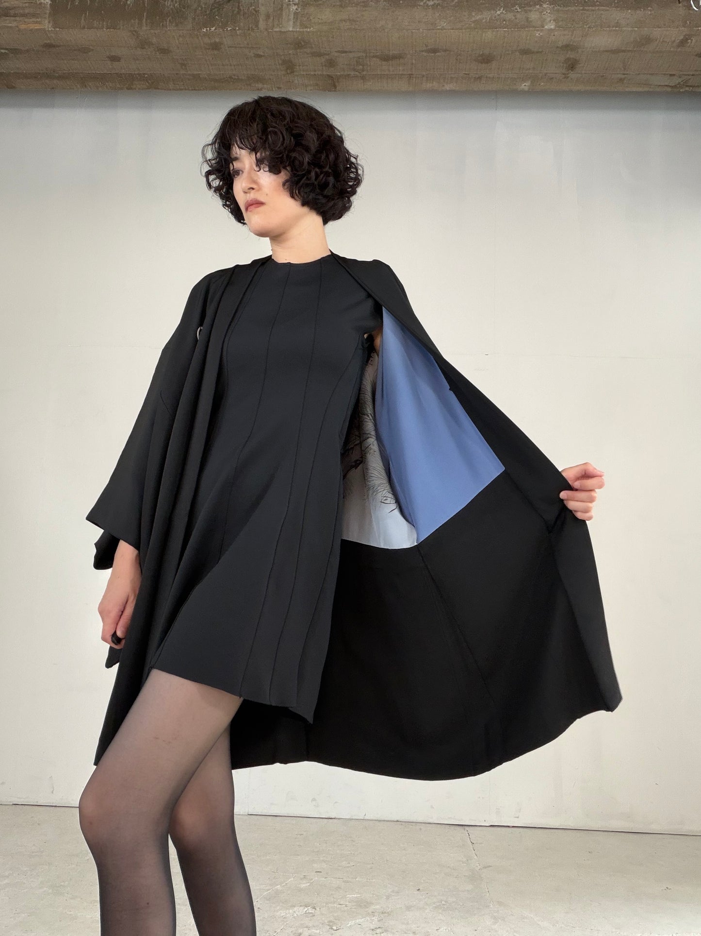 VINTAGE KUROMONTSUKI HAORI "hawk, Yoko-mokko-mon, KUR123"