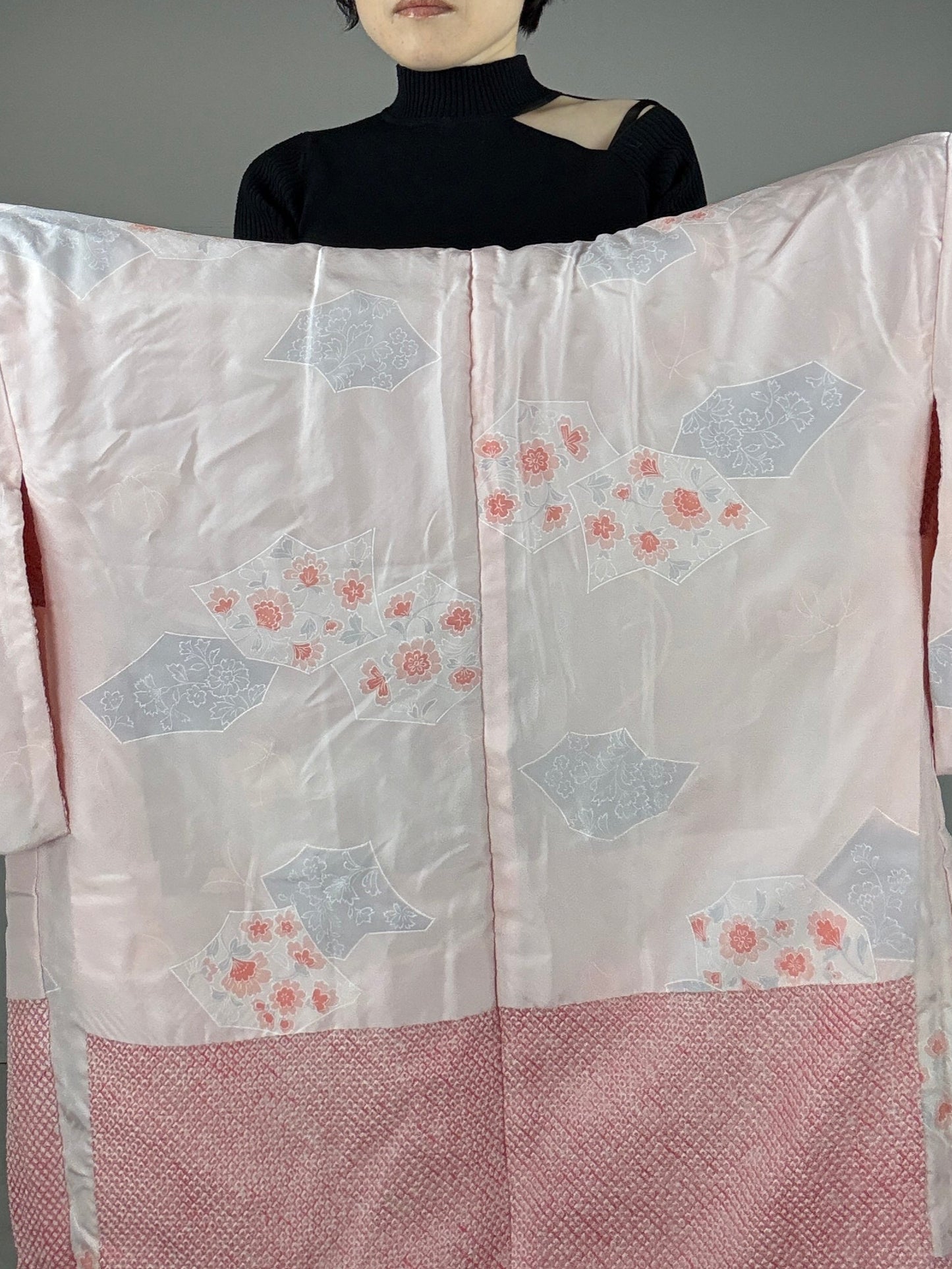 VINTAGE SHIBORI HAORI "mikuruma, hana, pink"