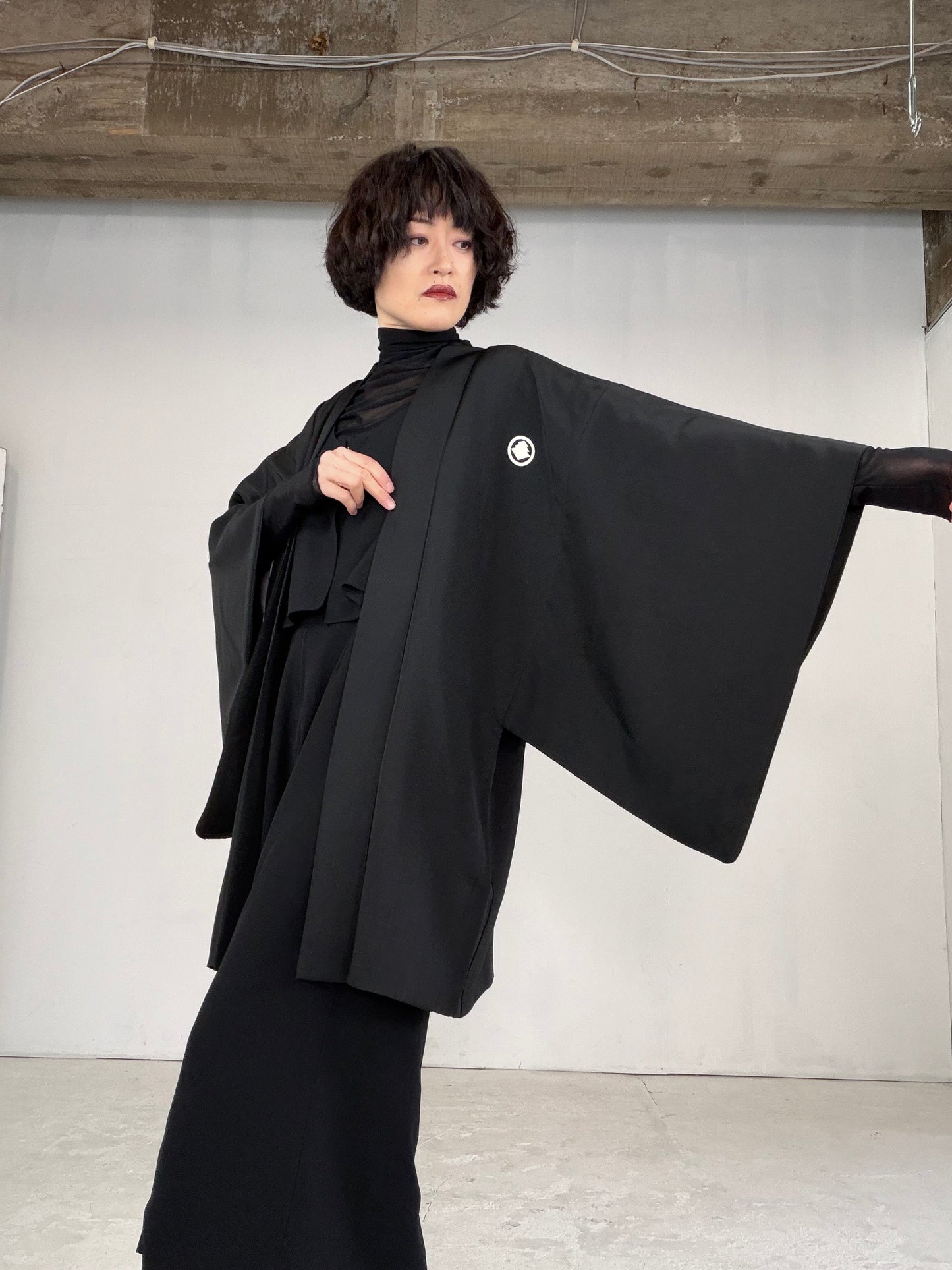 VINTAGE KUROMONTSUKI HAORI "koto-kyoto, KUR105"